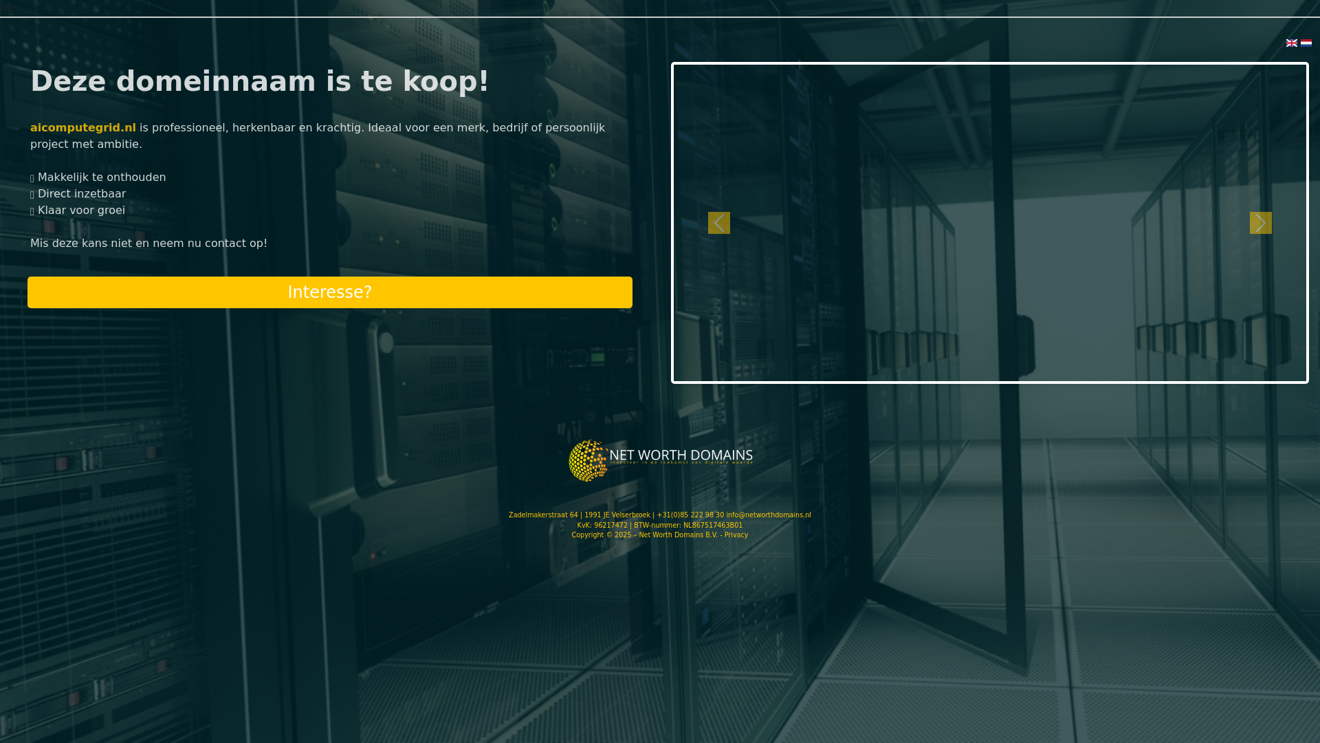website screenshot of https://aicomputegrid.nl/