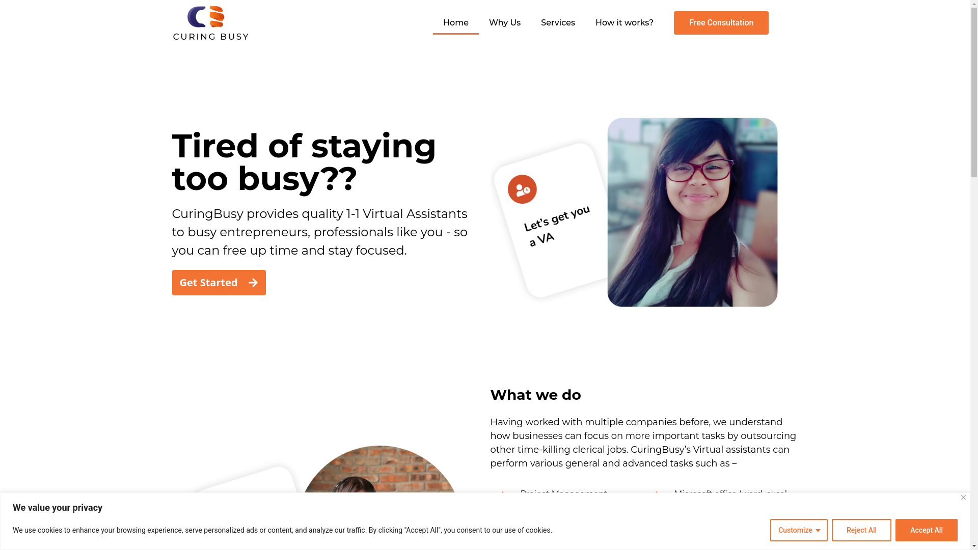 website screenshot of https://curingbusy.com
