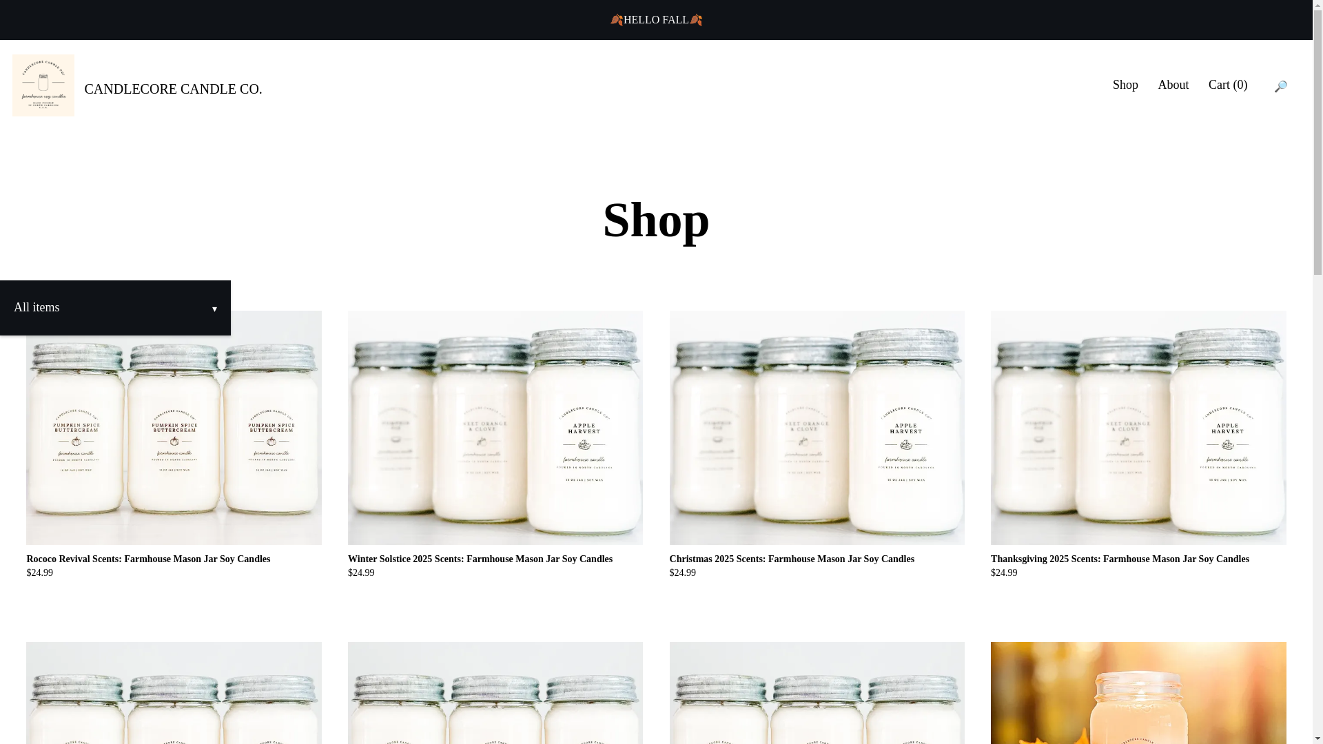 website screenshot of https://farmandfieldcandles.com/