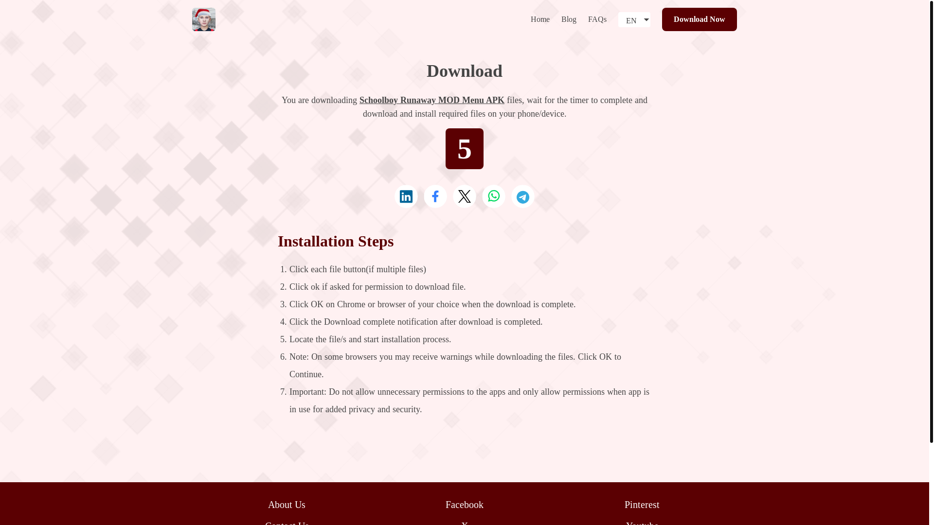 website screenshot of https://schoolboyrunawaymodmenu.com/download/