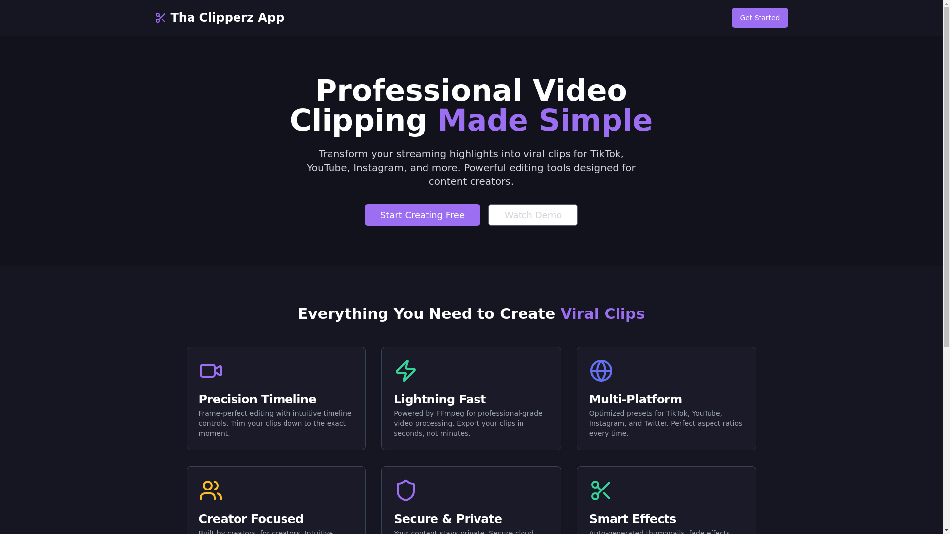 website screenshot of https://thaclipperzapp.com/