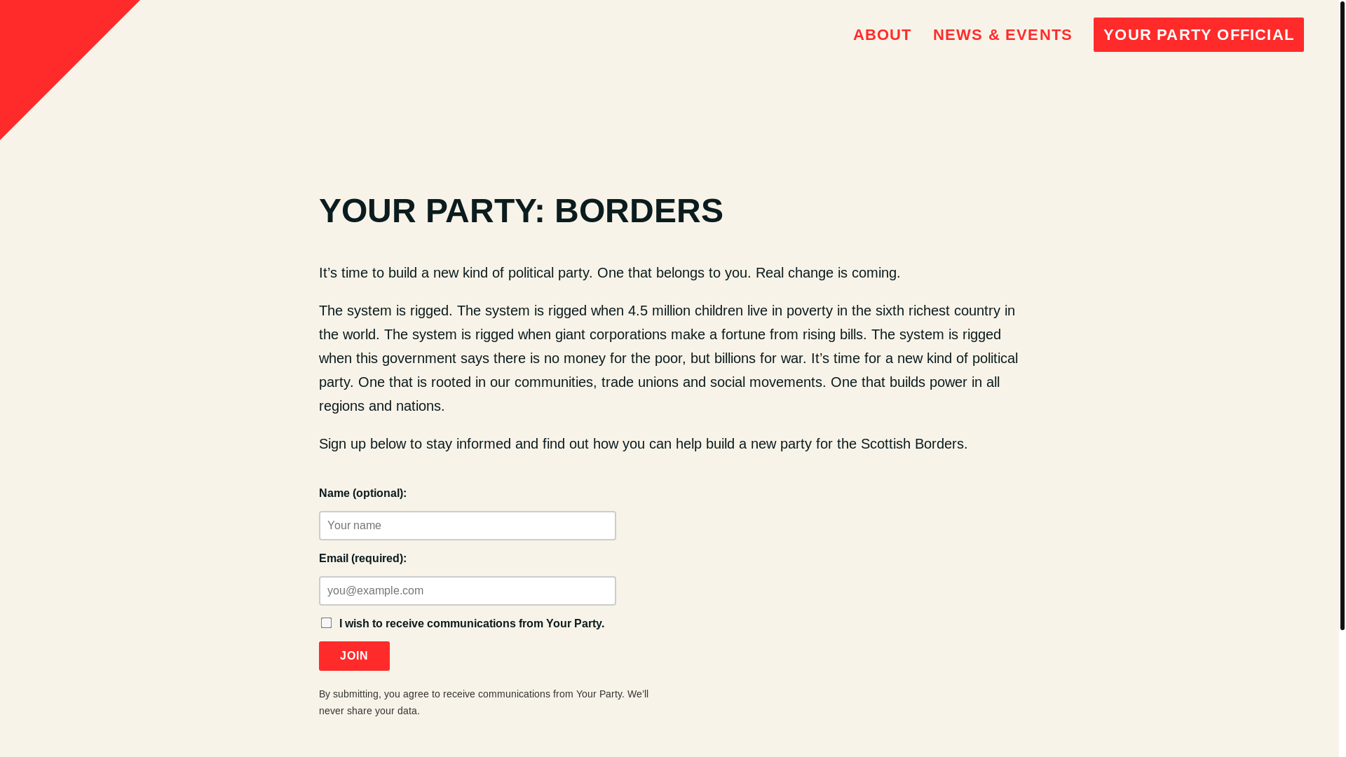 website screenshot of https://yourparty-borders.uk/