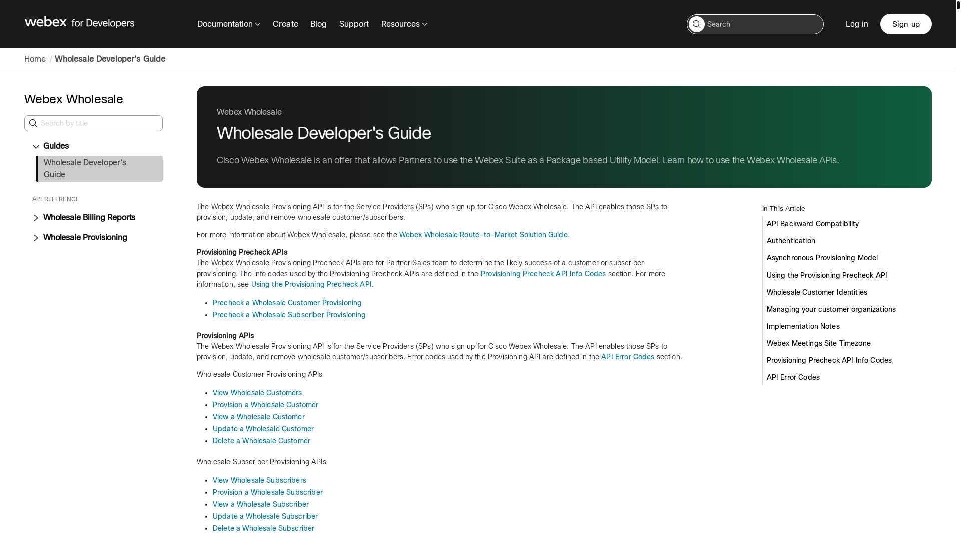 website screenshot of https://developer.webex.com/wholesale/docs/wholesale
