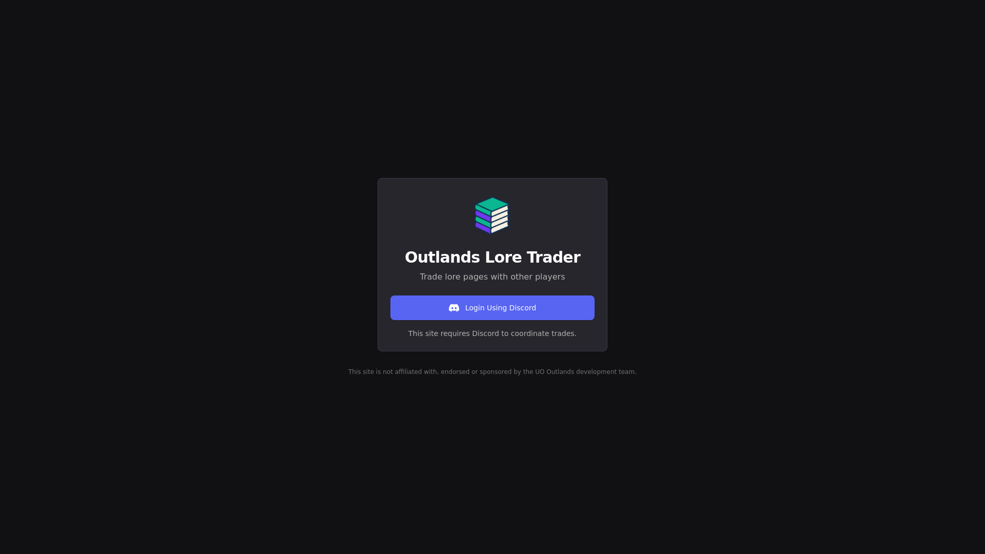 website screenshot of https://outlands-lore-trader-uat.pages.dev/