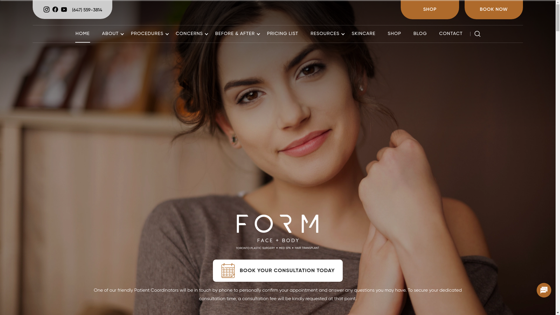 website screenshot of https://hairbyform.ca/