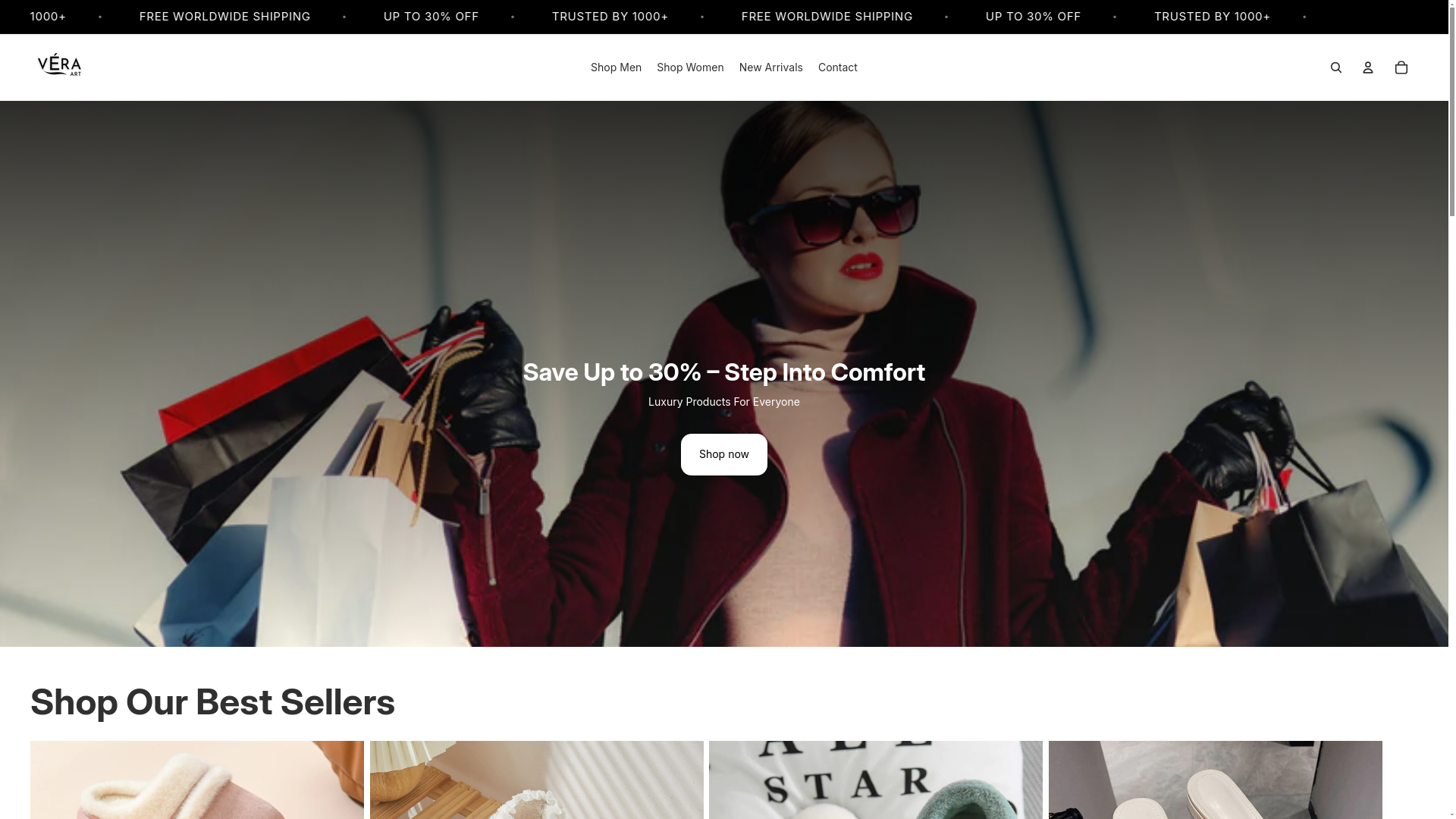 website screenshot of https://veraart.shop/