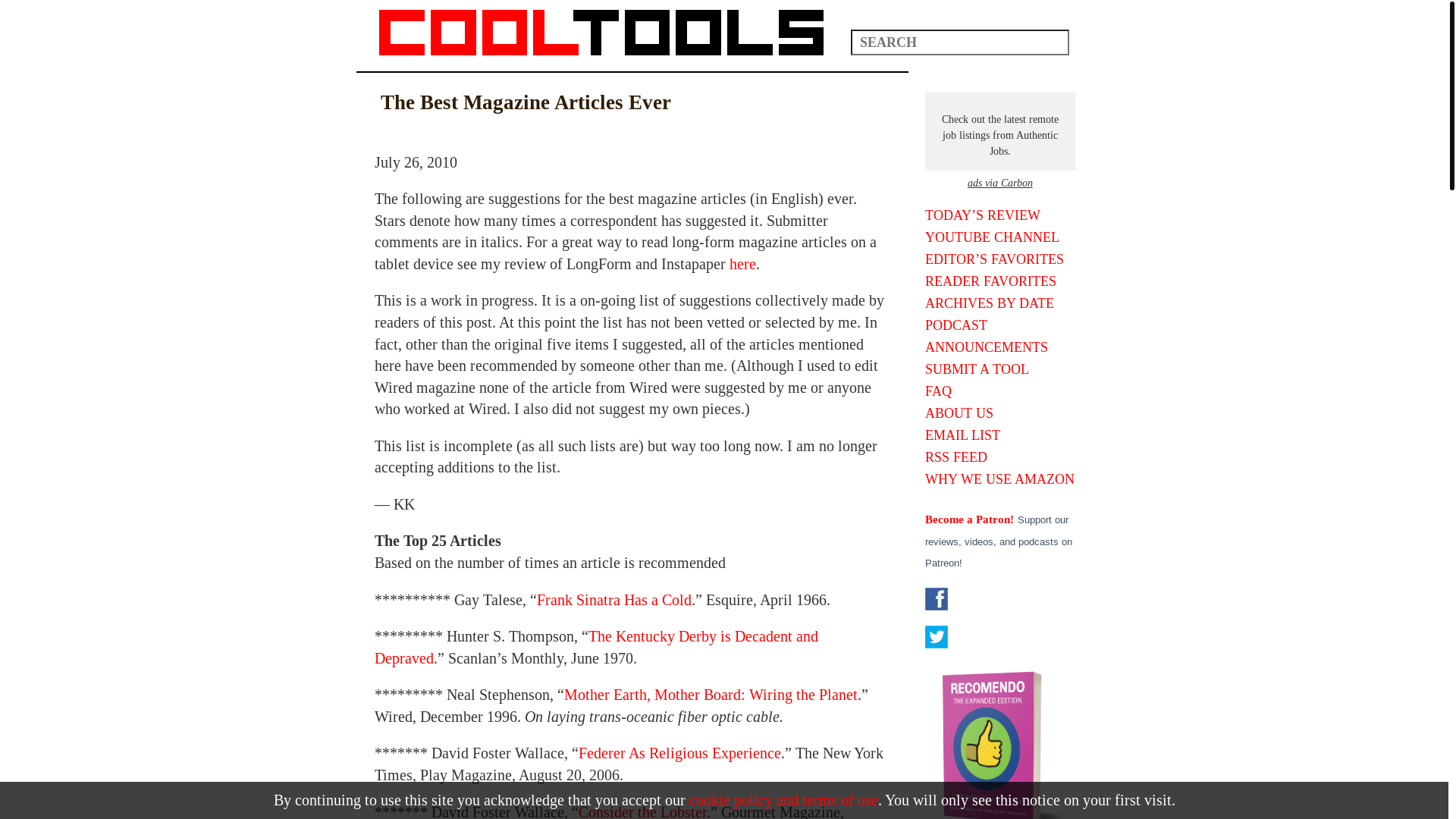 website screenshot of https://kk.org/cooltools/best-magazine-articles-ever/