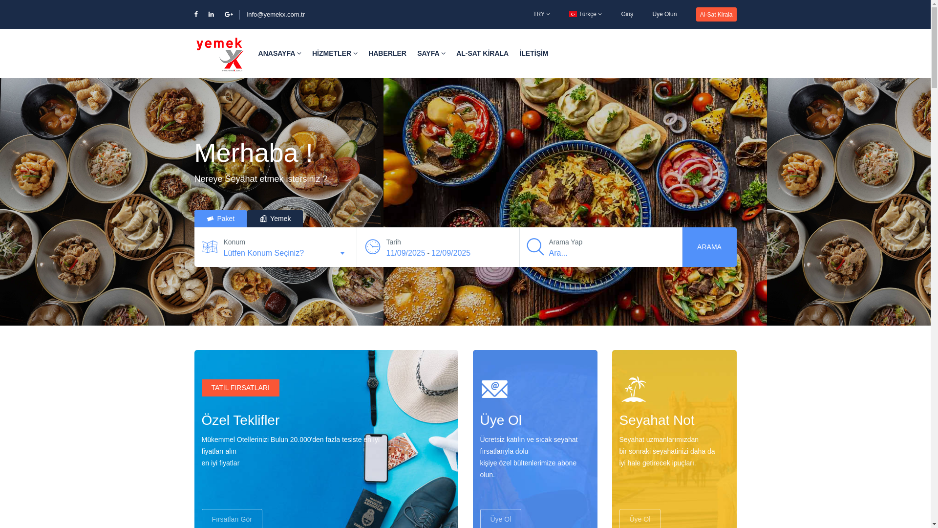 website screenshot of https://xyemek.tr/