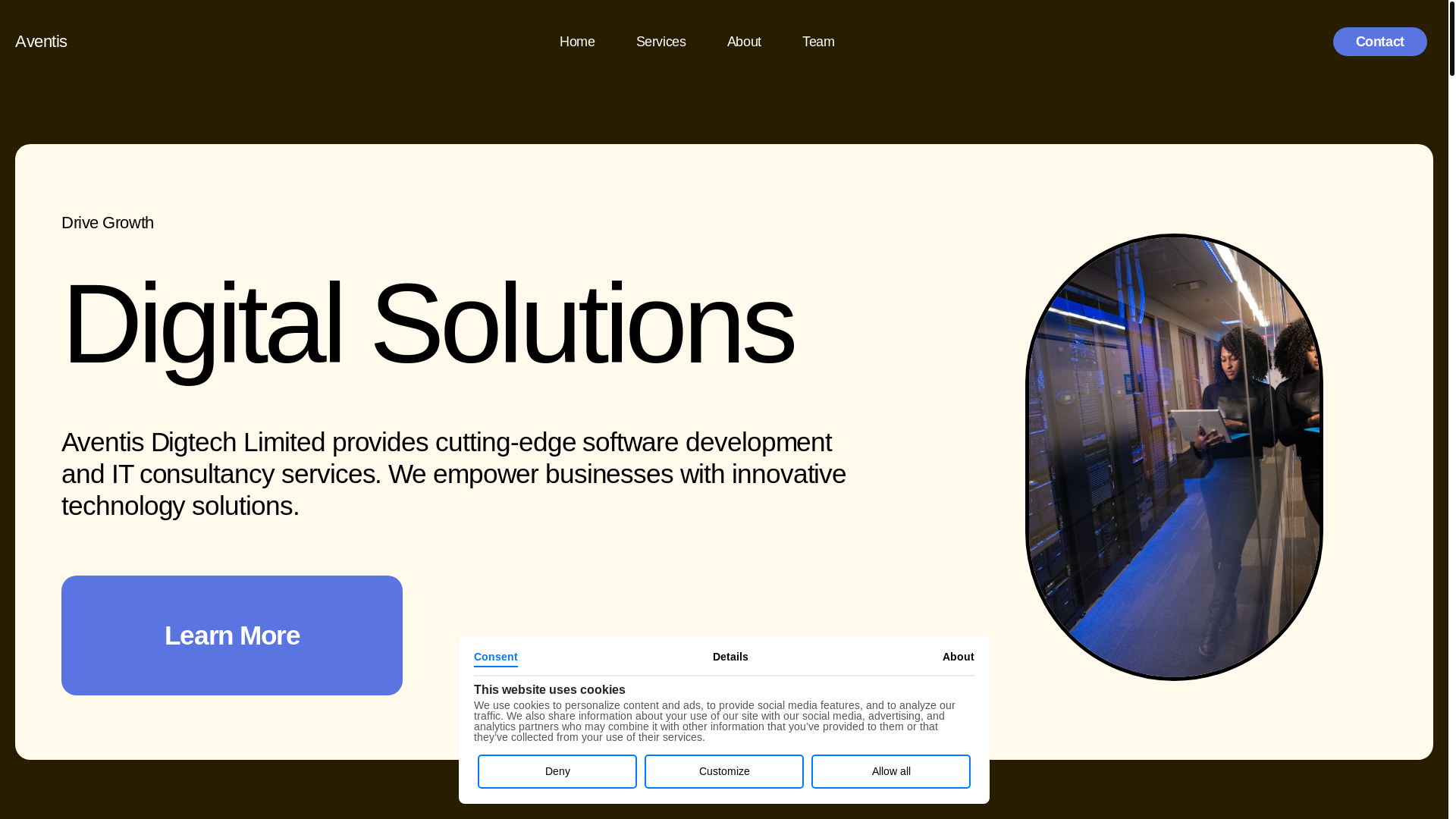 website screenshot of https://aventisdigtech.pages.dev/