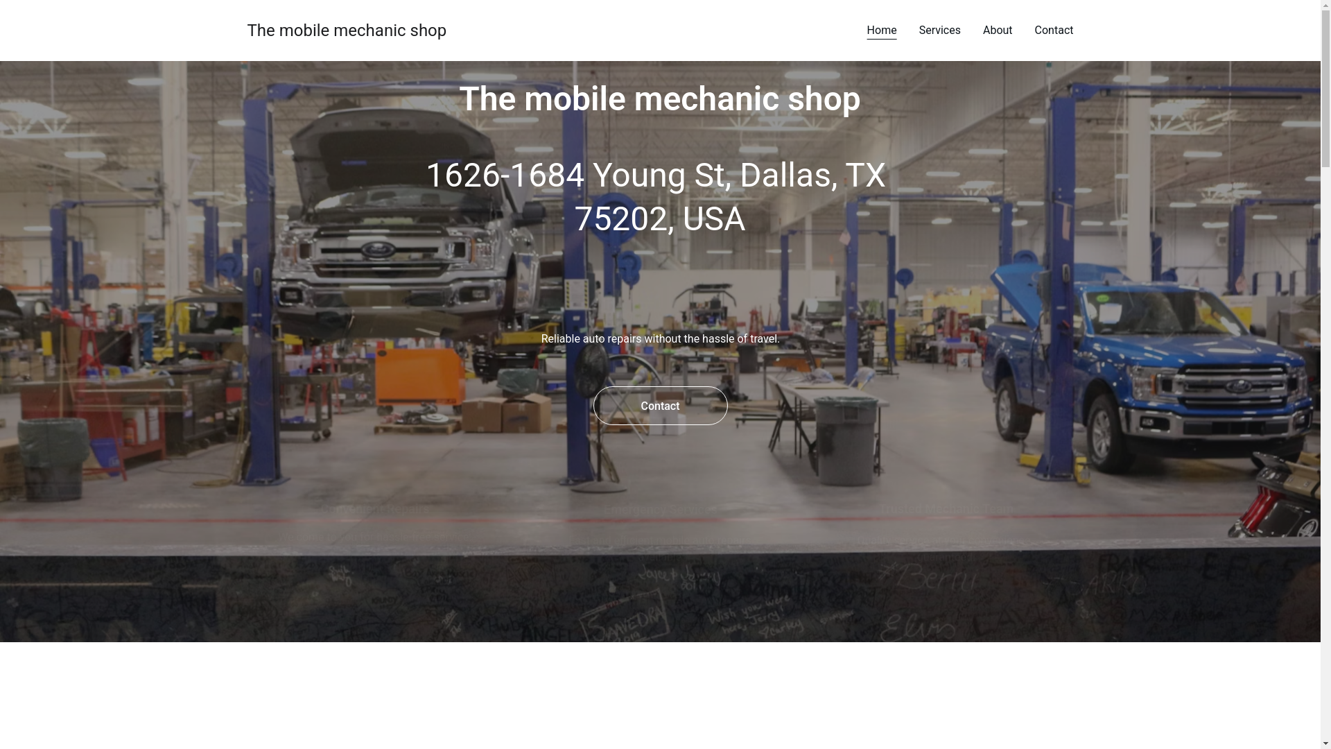 website screenshot of https://themobilemechanicshop.store/