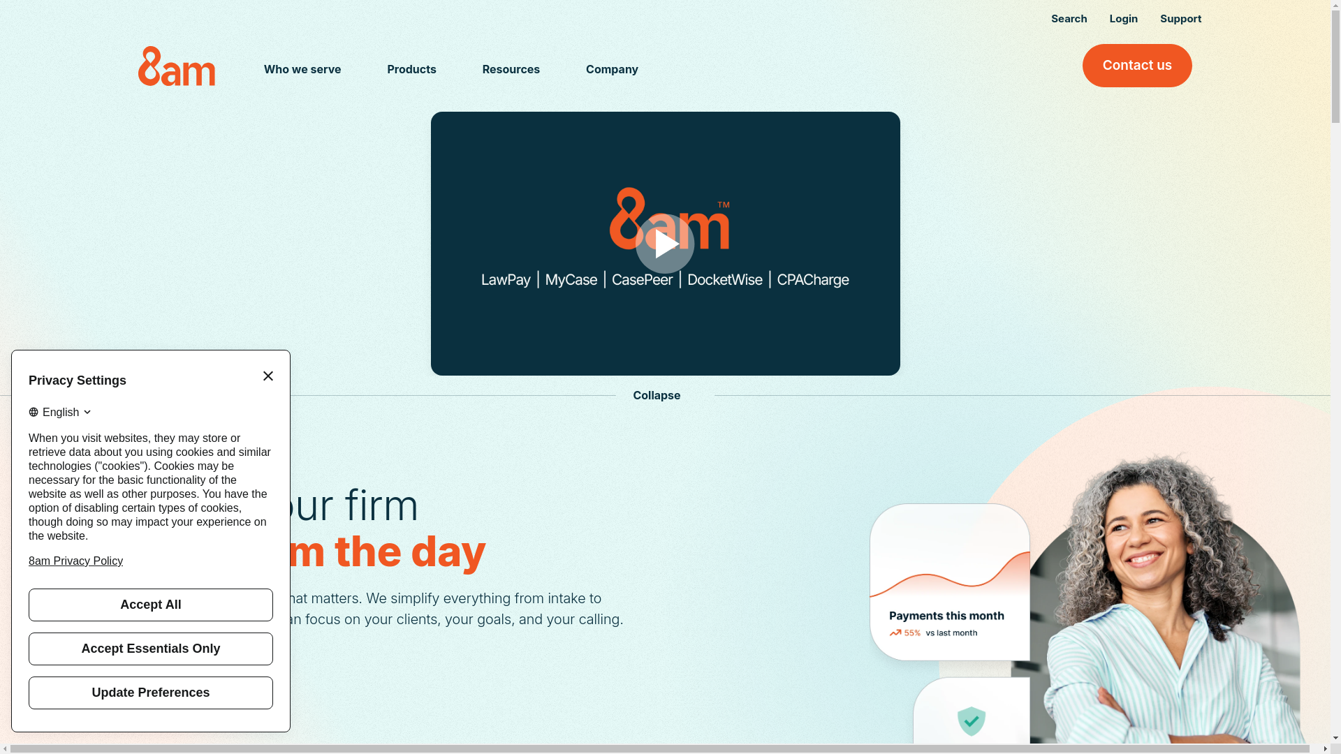 website screenshot of https://8am.com/