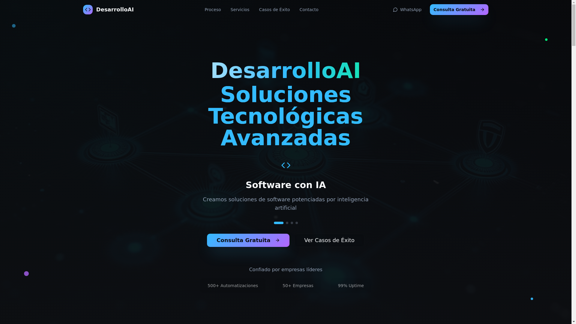 website screenshot of https://desarrolloai.co/