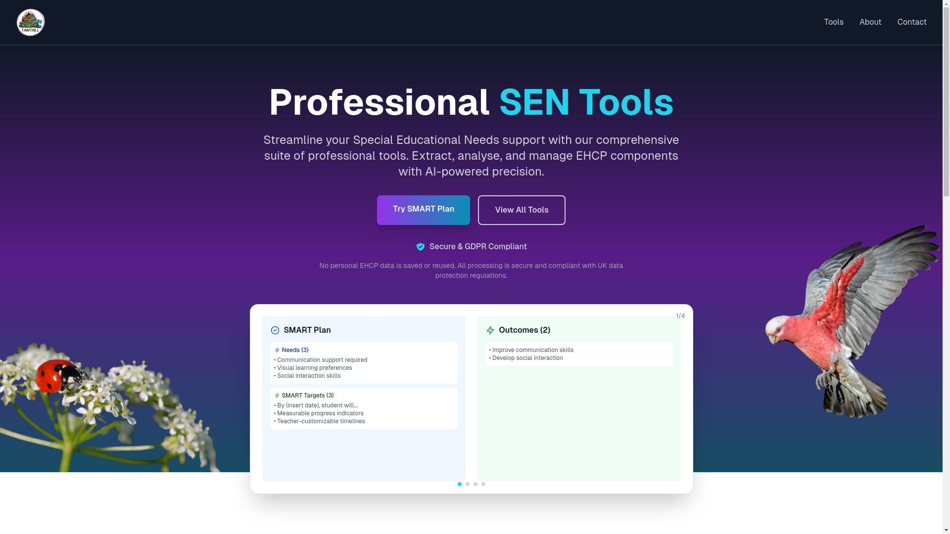 website screenshot of https://anthilltools.co.uk/