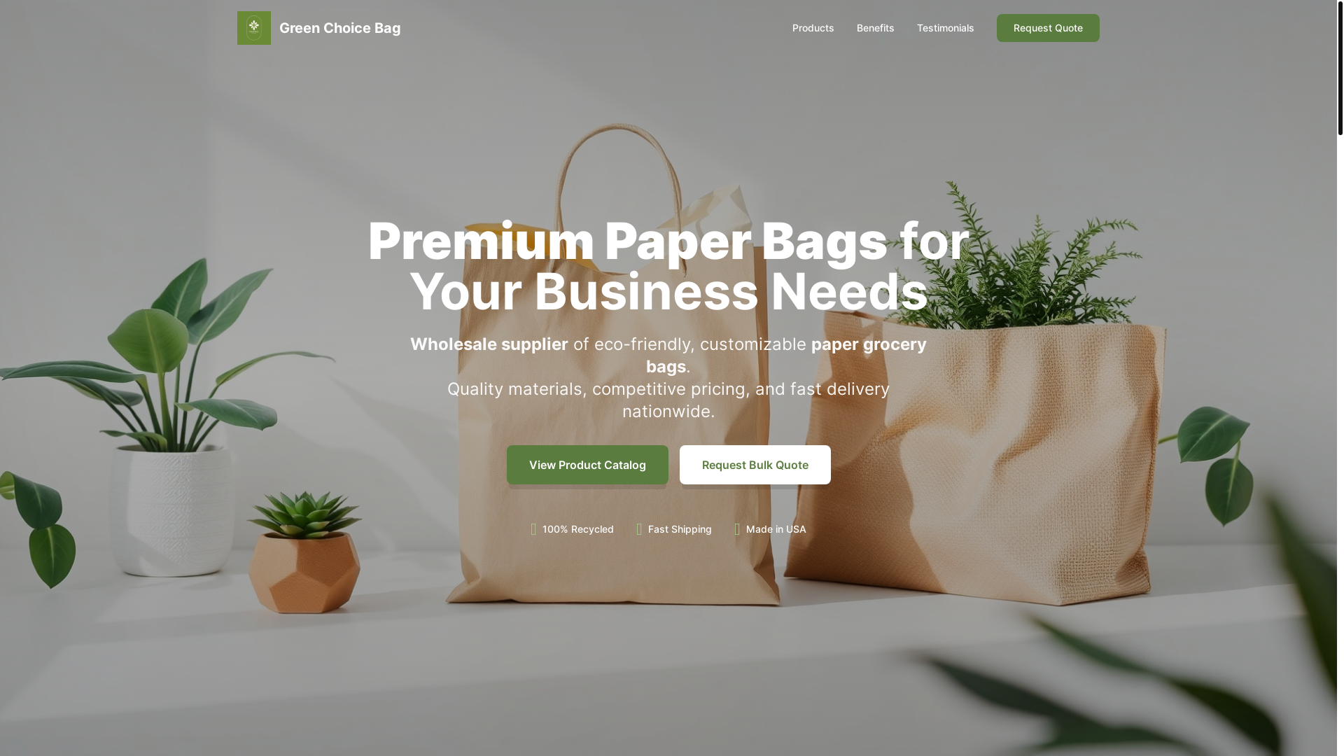 website screenshot of https://greenchoicebag.com/