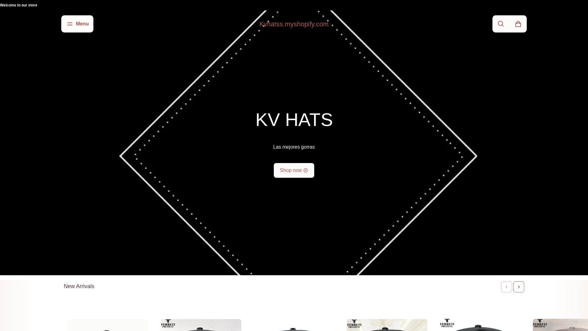 website screenshot of https://kvhats.com/