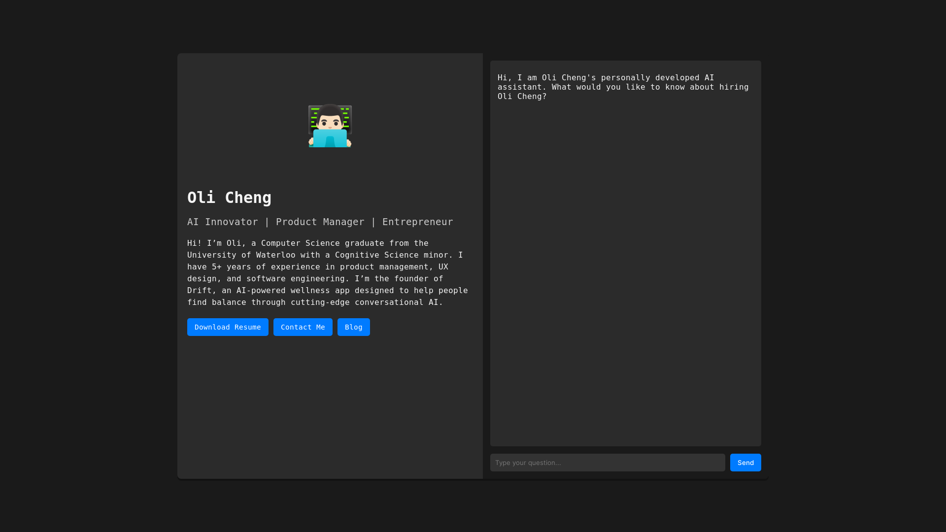 website screenshot of https://olicheng3.pages.dev/