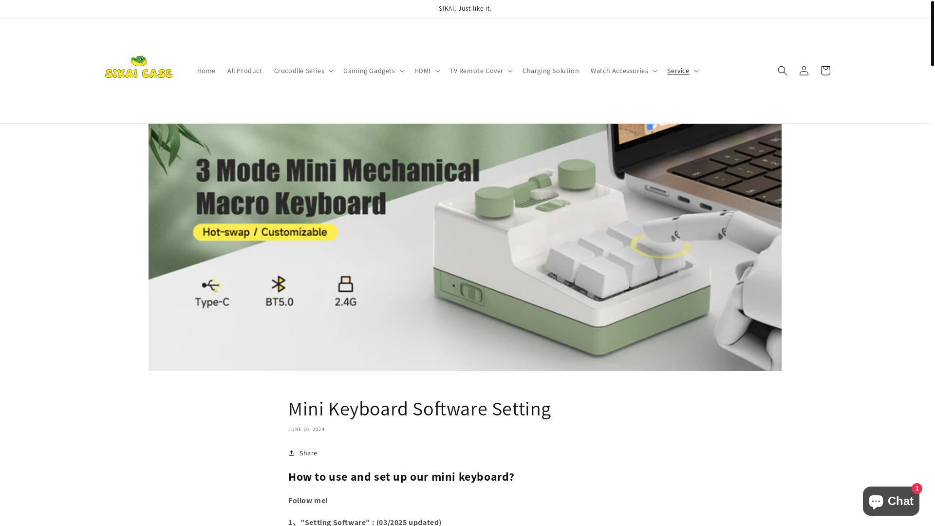 website screenshot of https://sikaicase.com/blogs/support/setting-for-software
