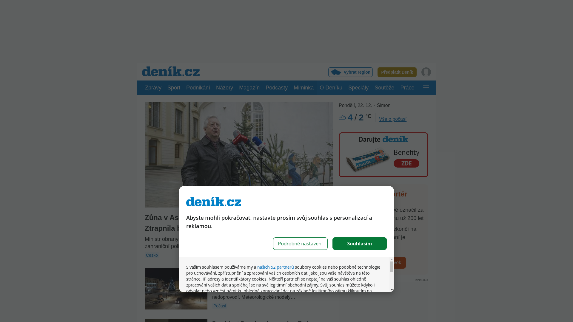 website screenshot of https://www.denik.cz/