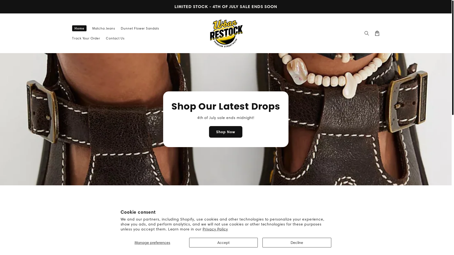 website screenshot of https://restockurban.store/