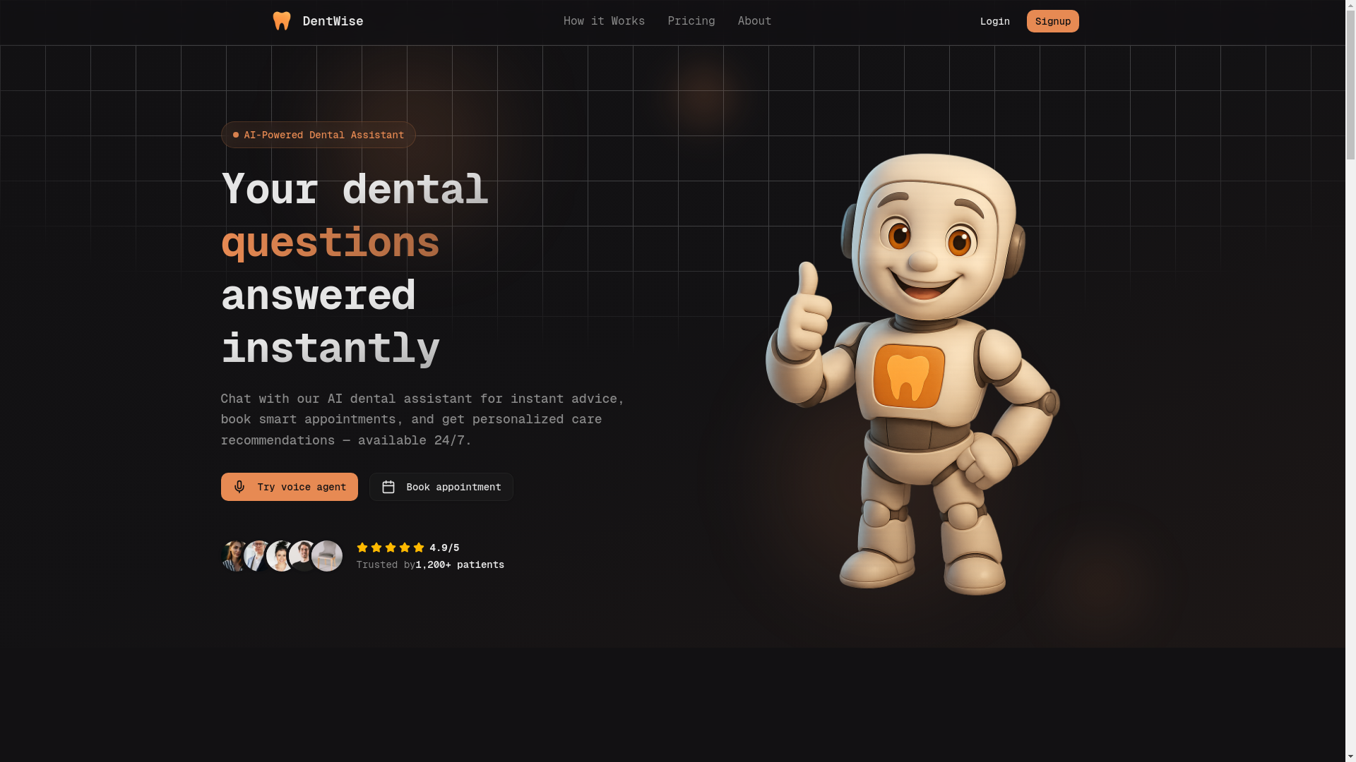 website screenshot of https://dentwise-n4l0r.sevalla.app