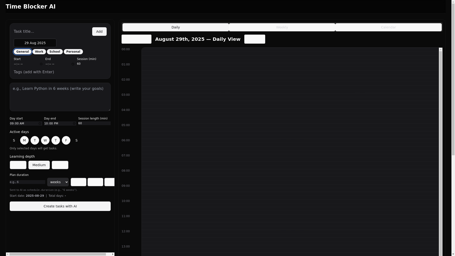website screenshot of https://timeblockerai.app/