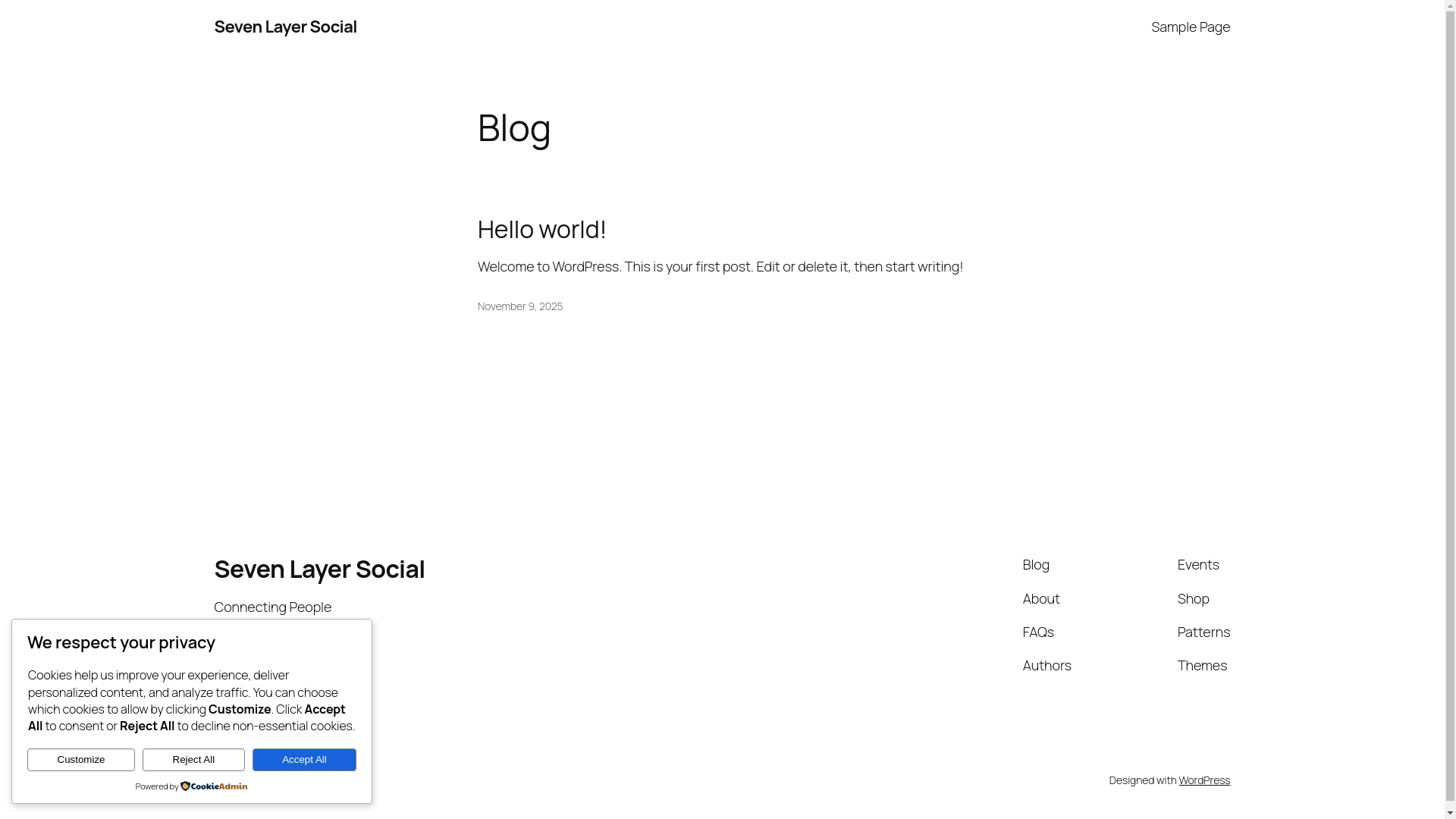 website screenshot of https://sevenlayersocial.com/