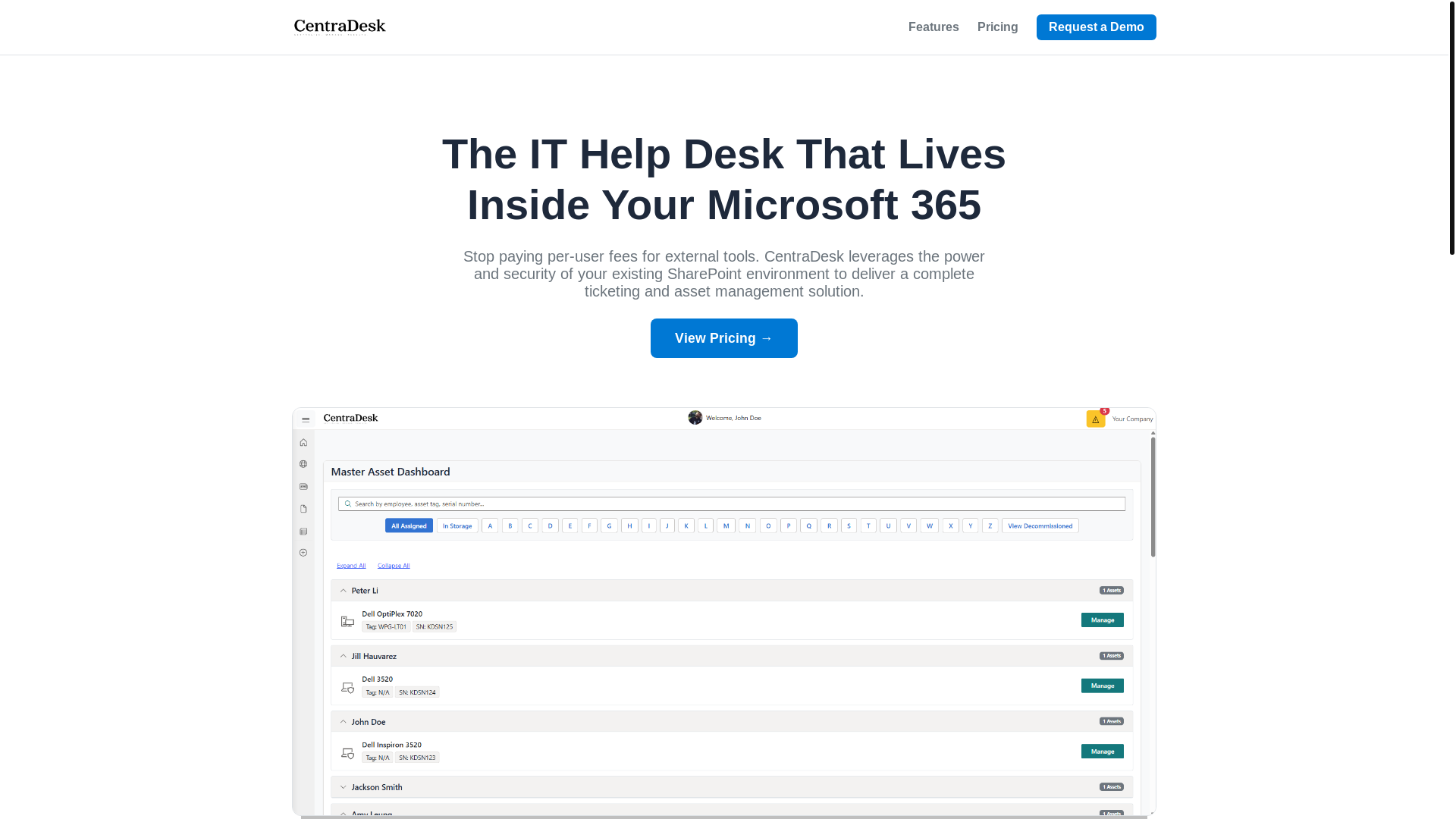 website screenshot of https://centradesk.ca/