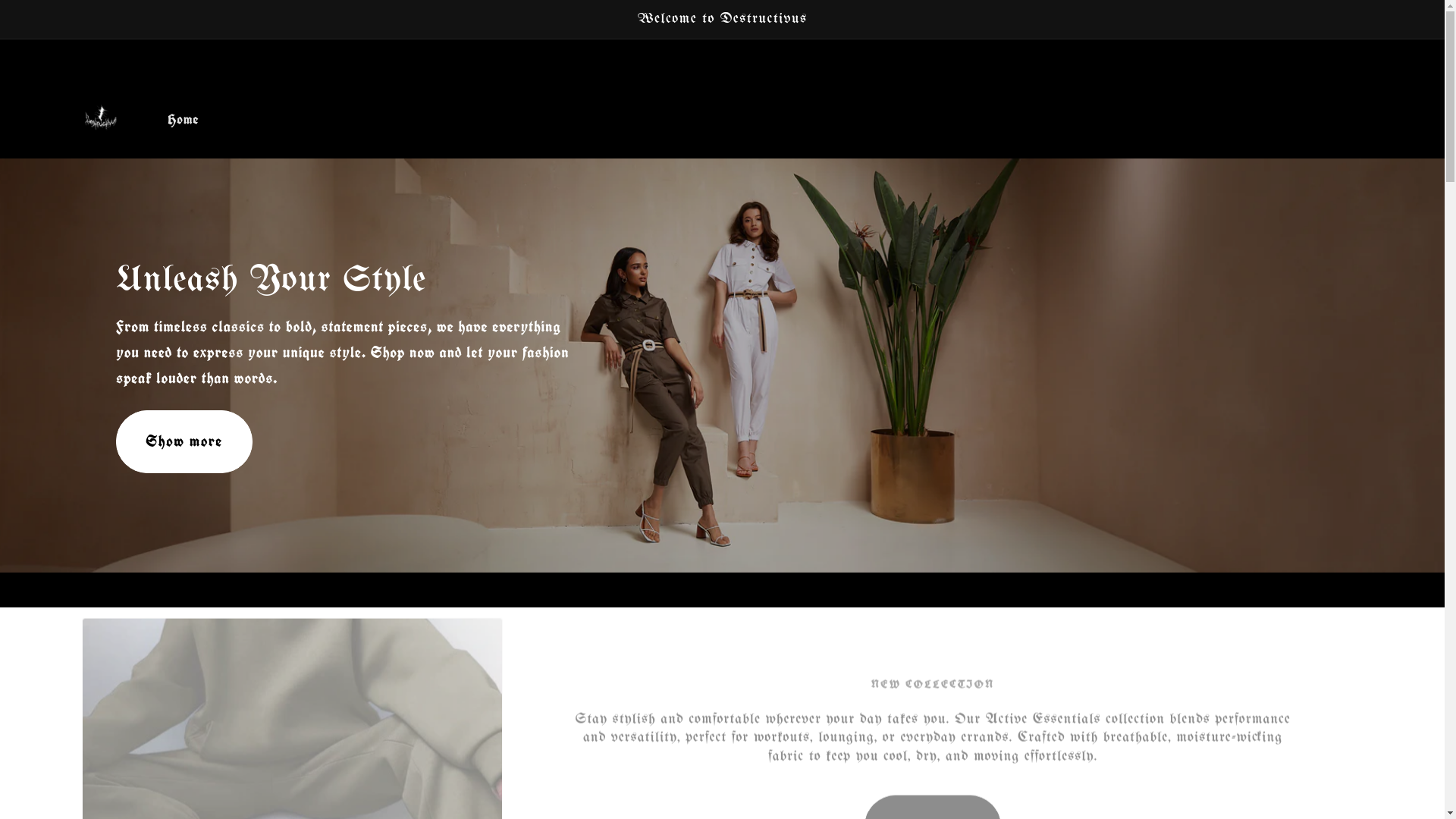 website screenshot of https://destructivusstore.com/