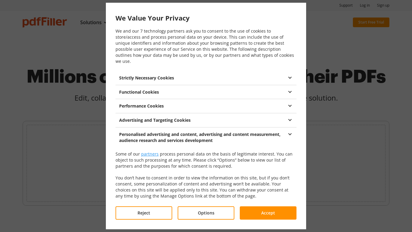 website screenshot of https://pdffiller.com/