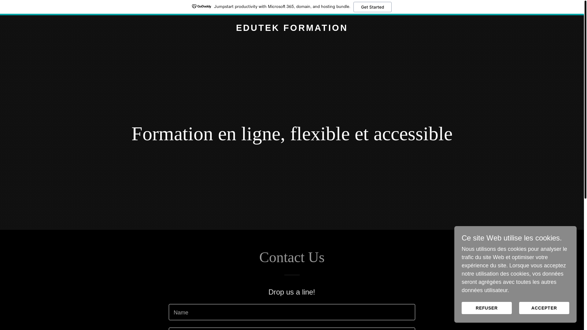 website screenshot of https://edutek-training.com/