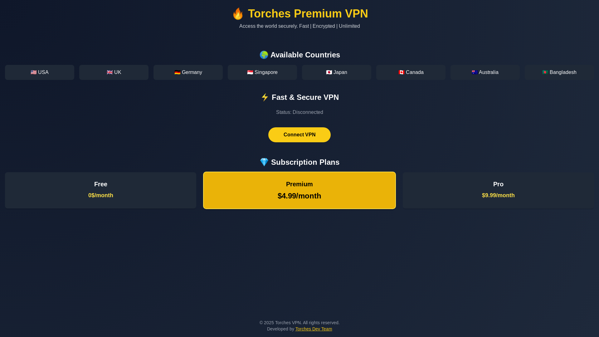 website screenshot of https://torches-premium-vpn.pages.dev/