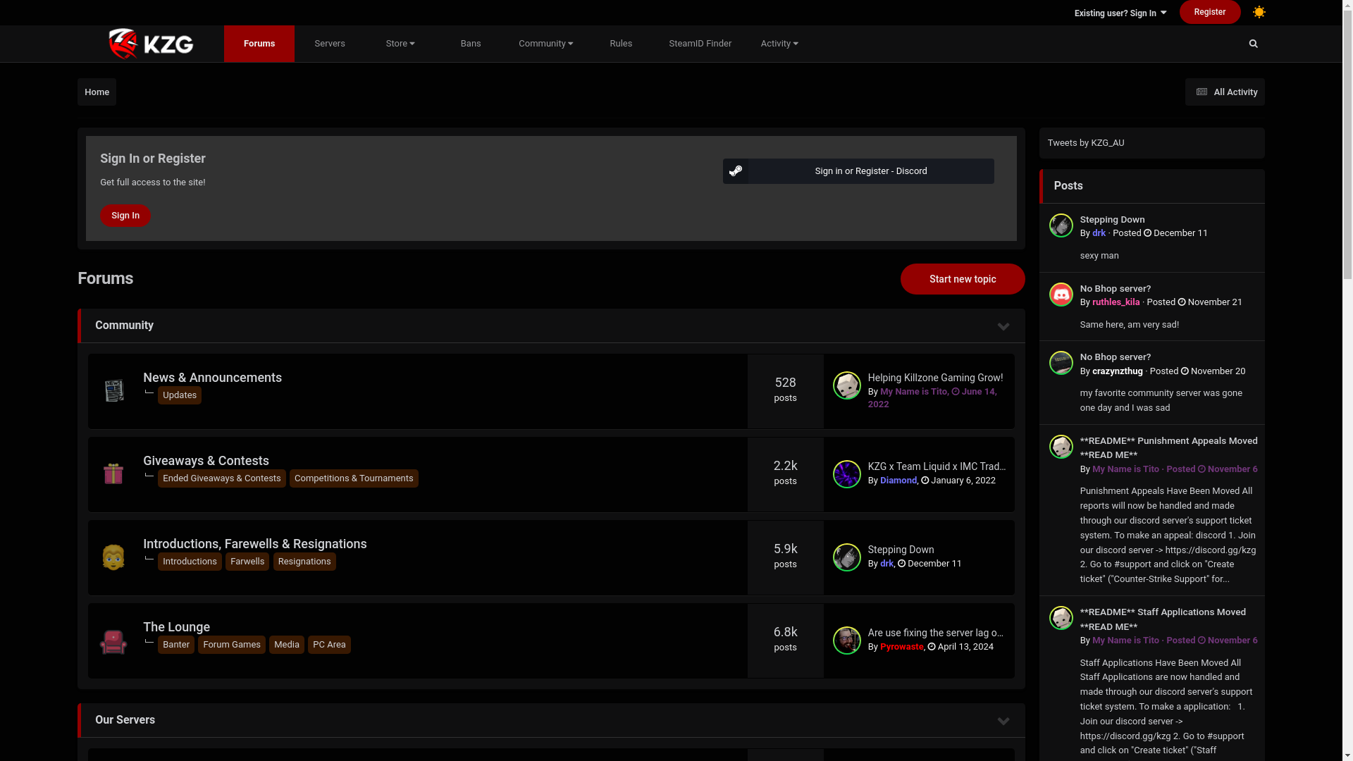 website screenshot of https://kzg.gg/