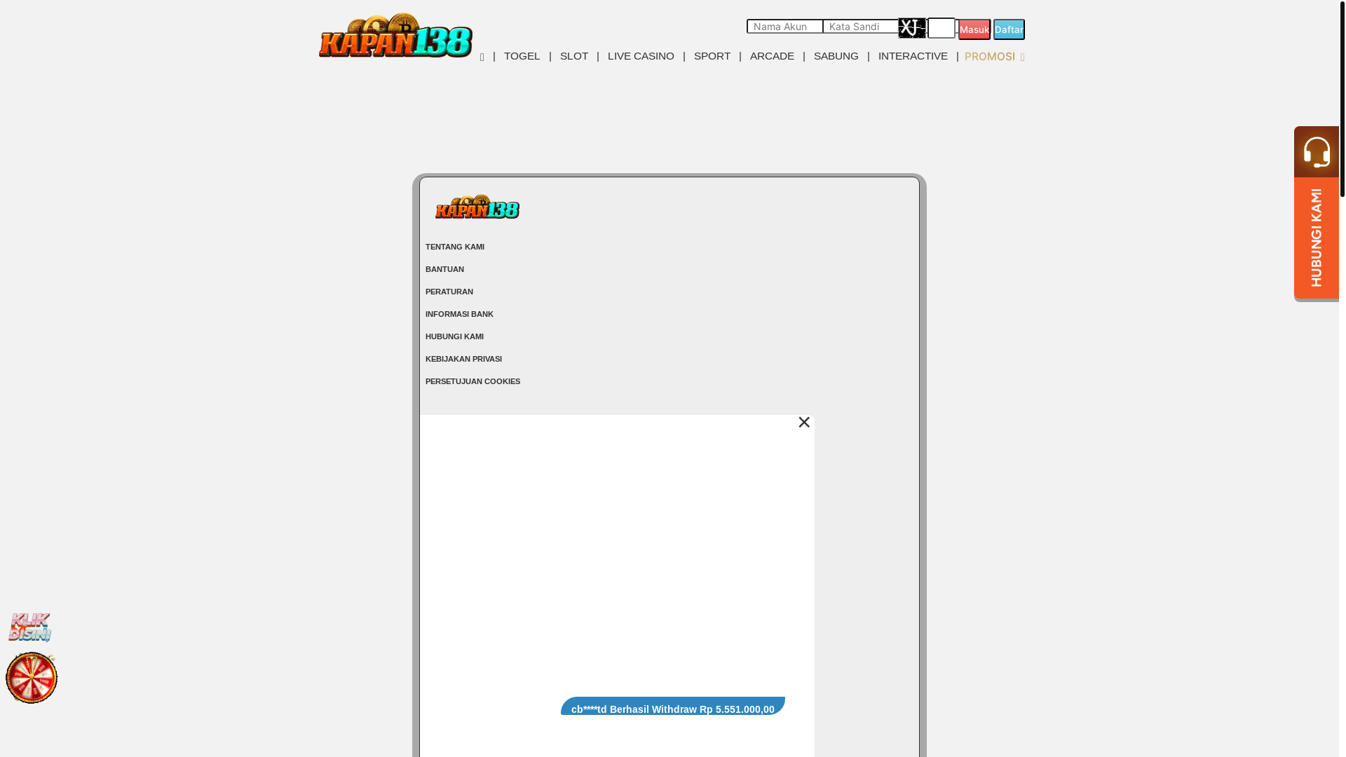 website screenshot of https://kapan138daftar.com/