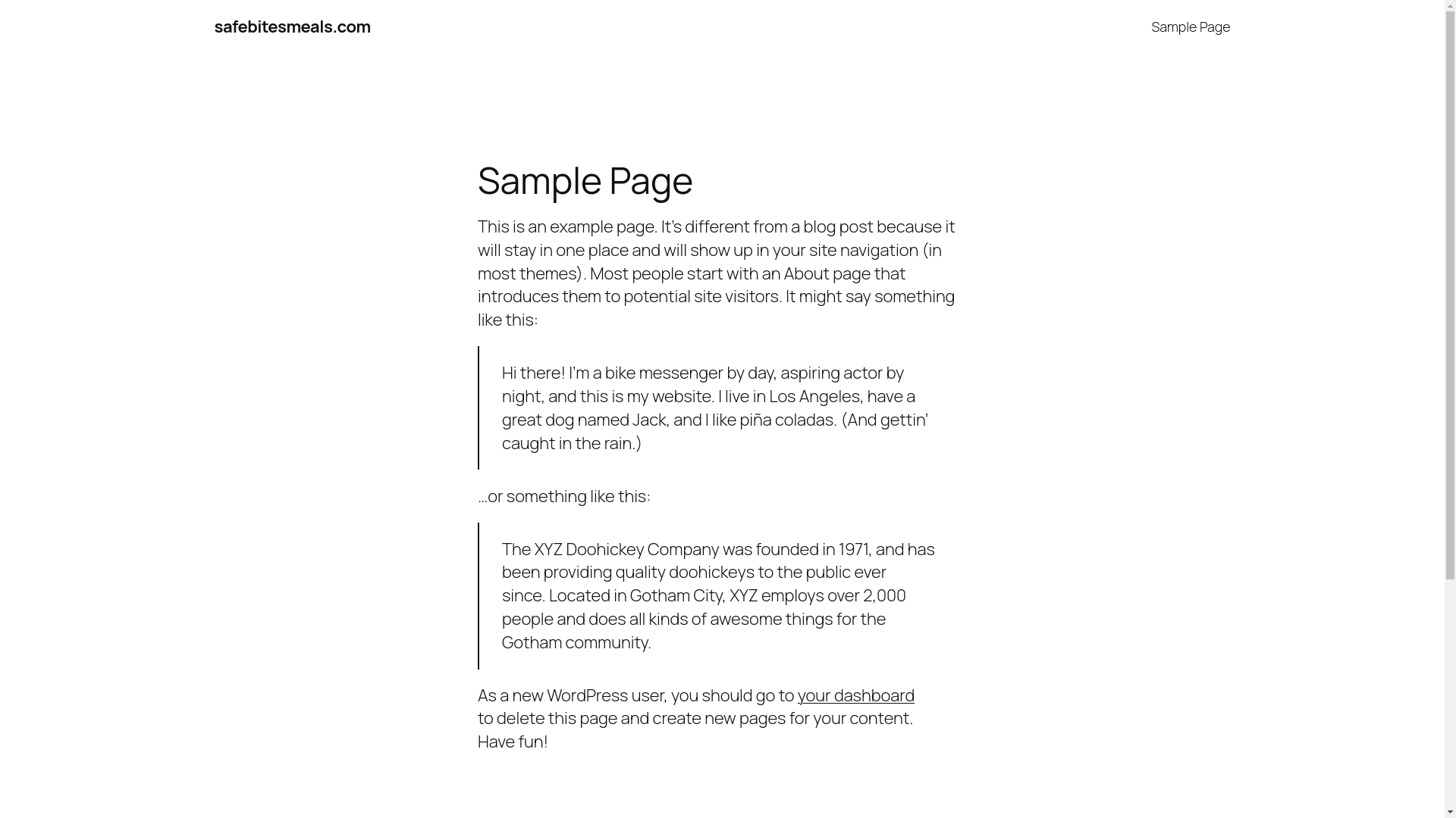 website screenshot of https://safebitesmeals.com/