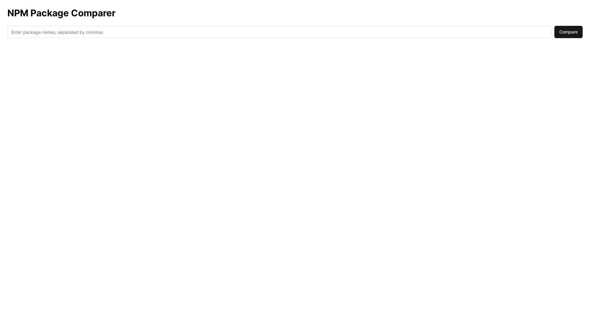 website screenshot of https://2dd69df3-npm-package-comparer-frontend.pages.dev/
