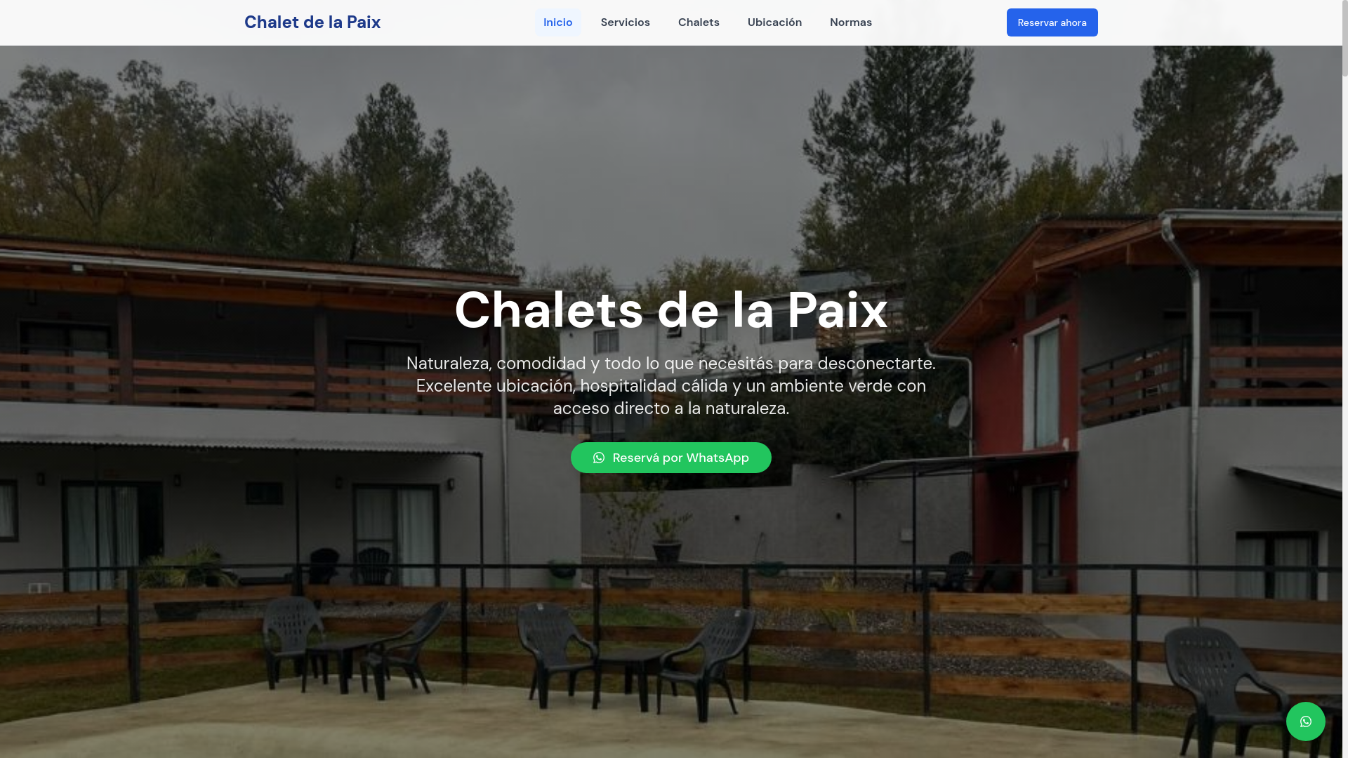 website screenshot of https://chaletsdelapaixcalamuchita.com/