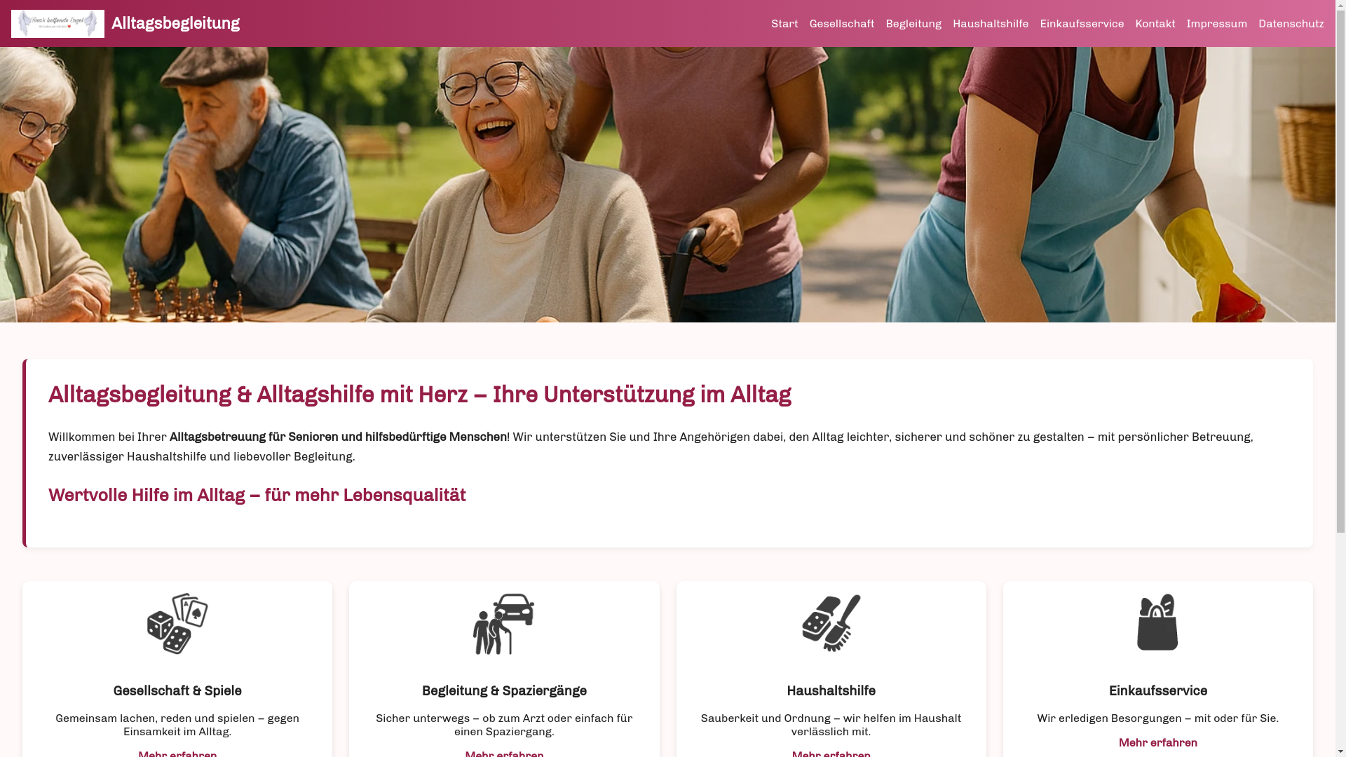 website screenshot of https://tinas-helfende-engel.de/