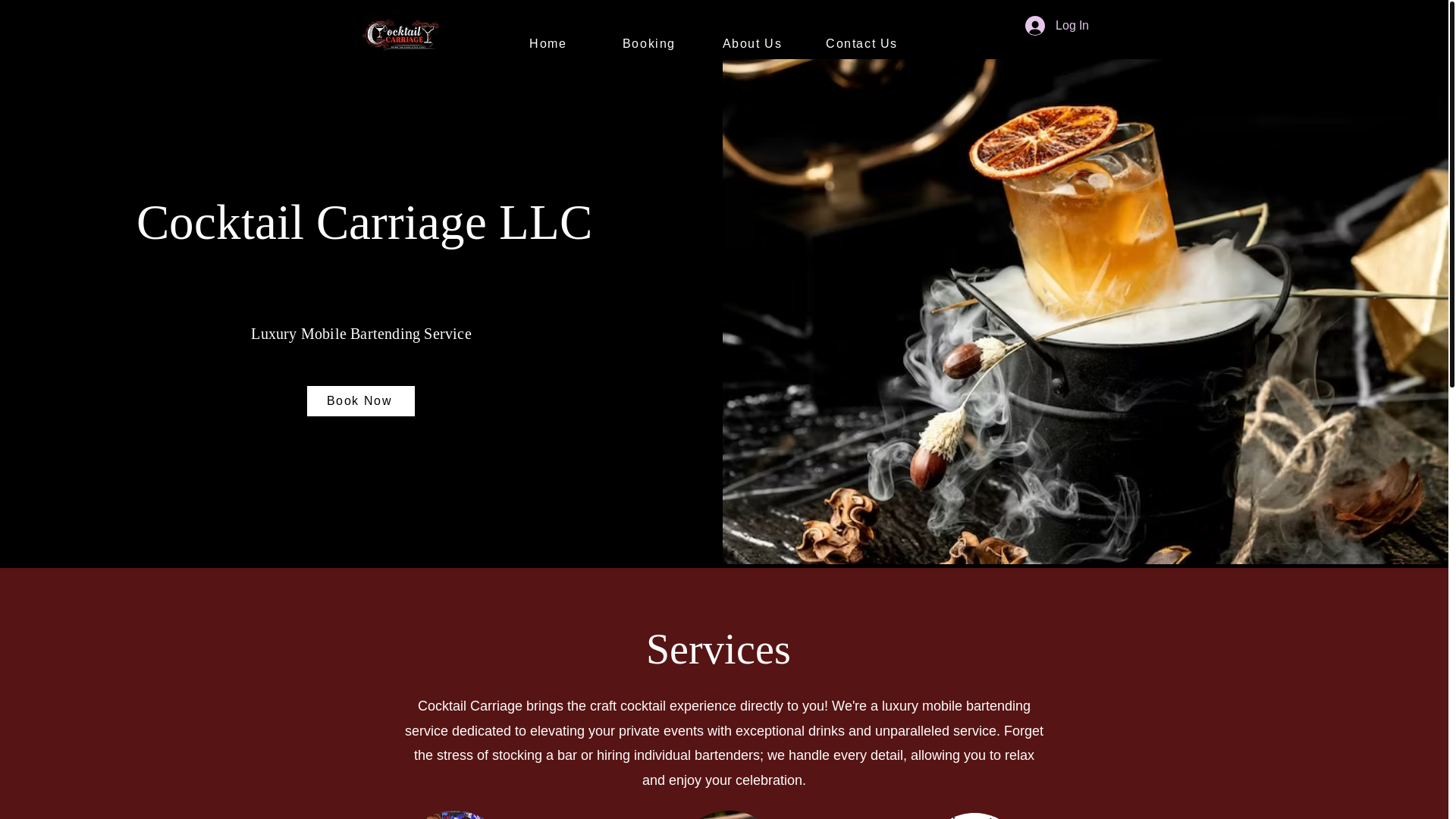 website screenshot of https://cocktailcarriagellc.com/