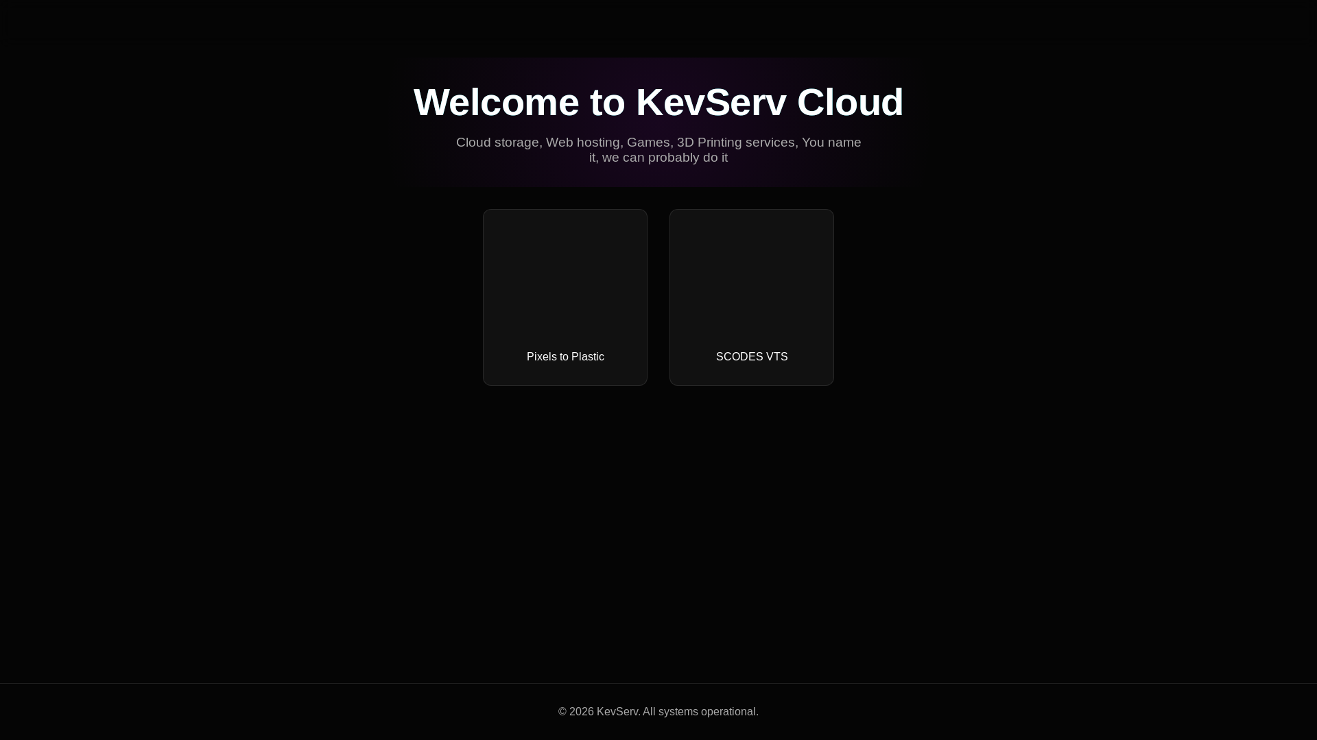 website screenshot of https://kevserv.com/