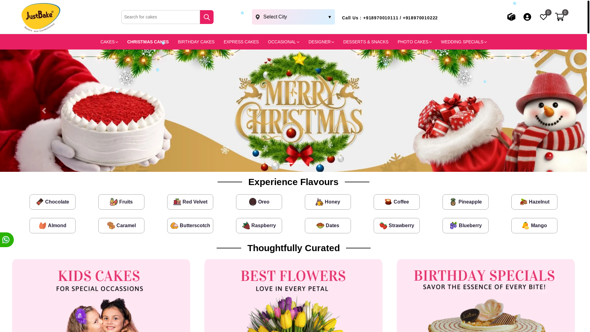 website screenshot of https://www.justbake.in/