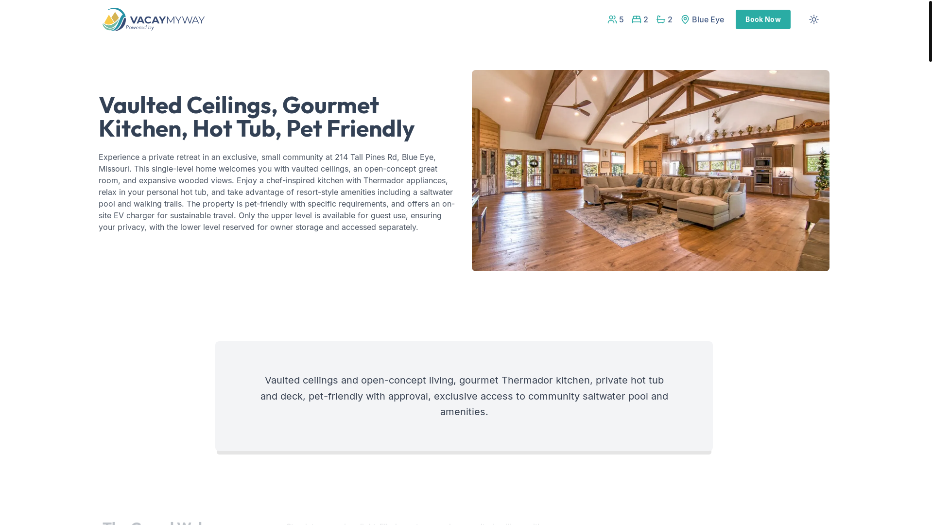 website screenshot of https://peacefulgrove.holiday/