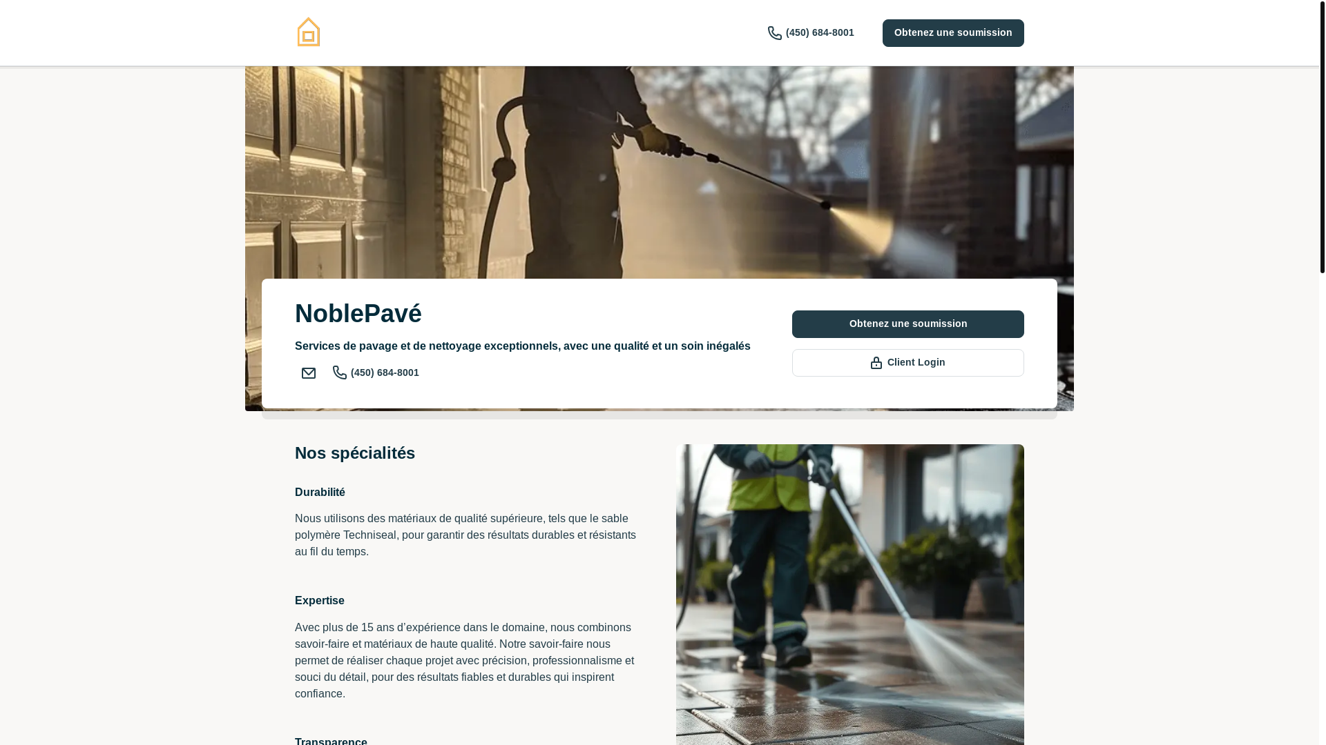 website screenshot of https://noblepave.ca/