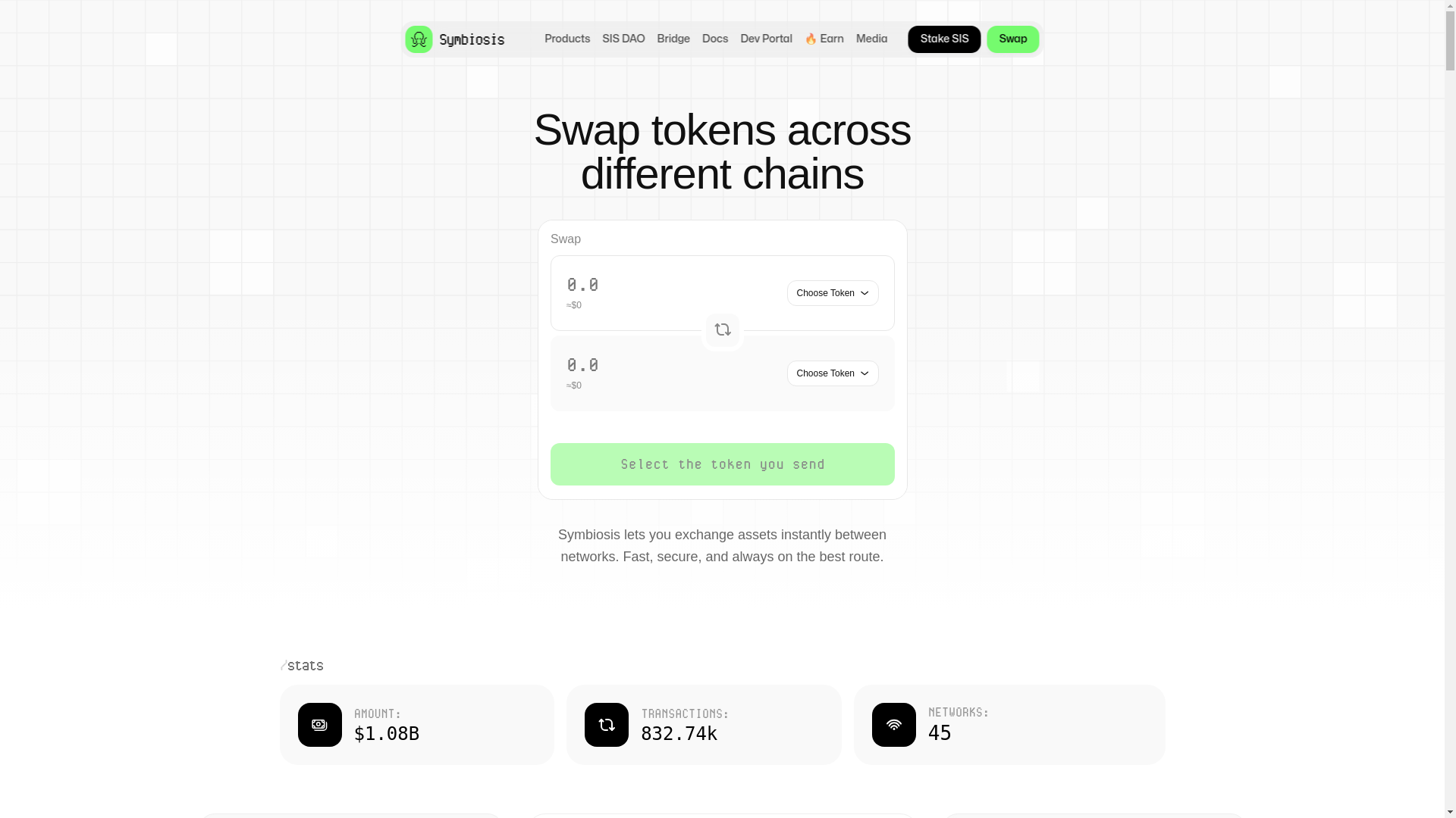 website screenshot of https://symbiosis.finance/