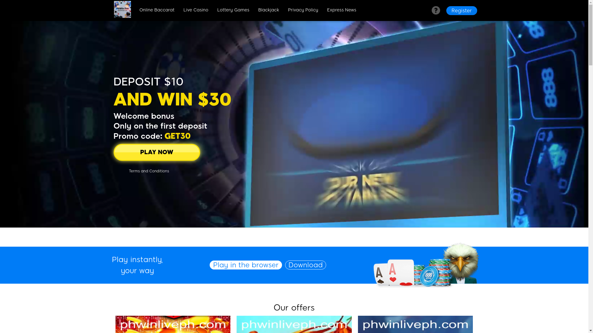 website screenshot of https://phwinliveph.com/