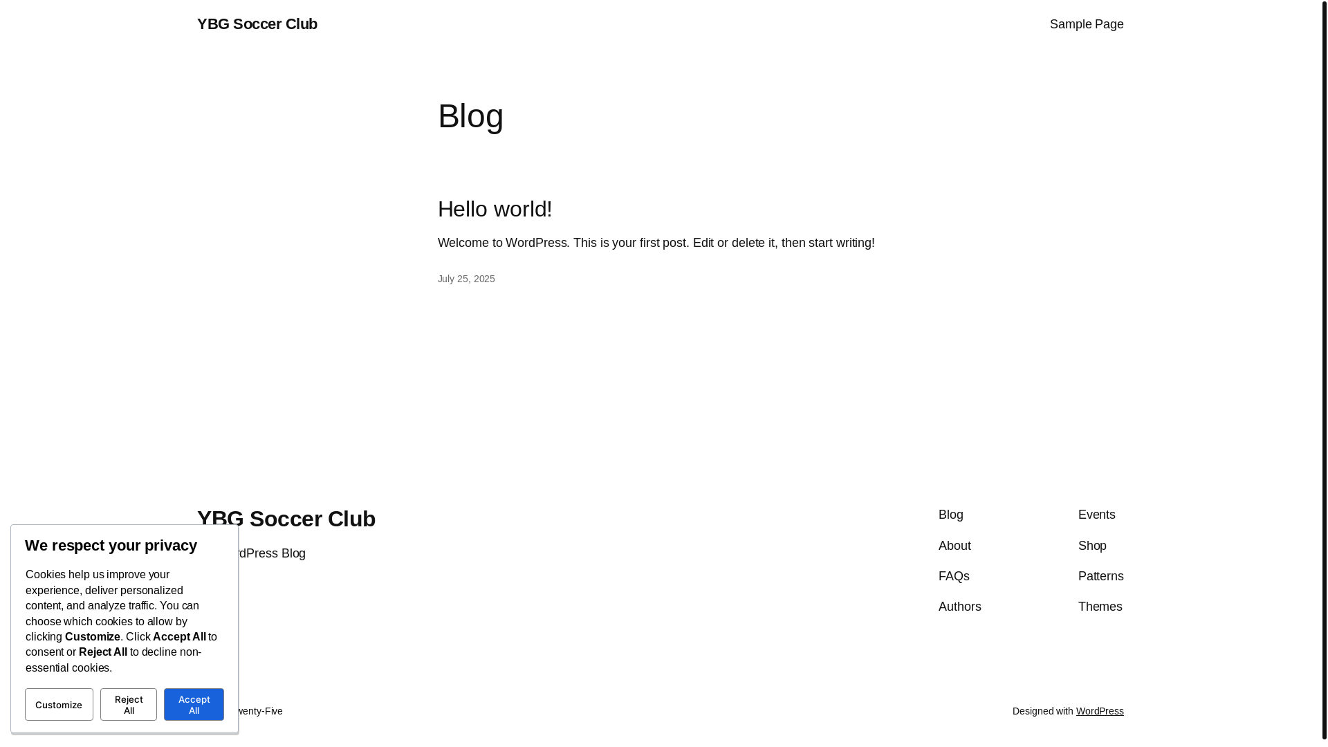 website screenshot of https://ybgsoccer.co.za/