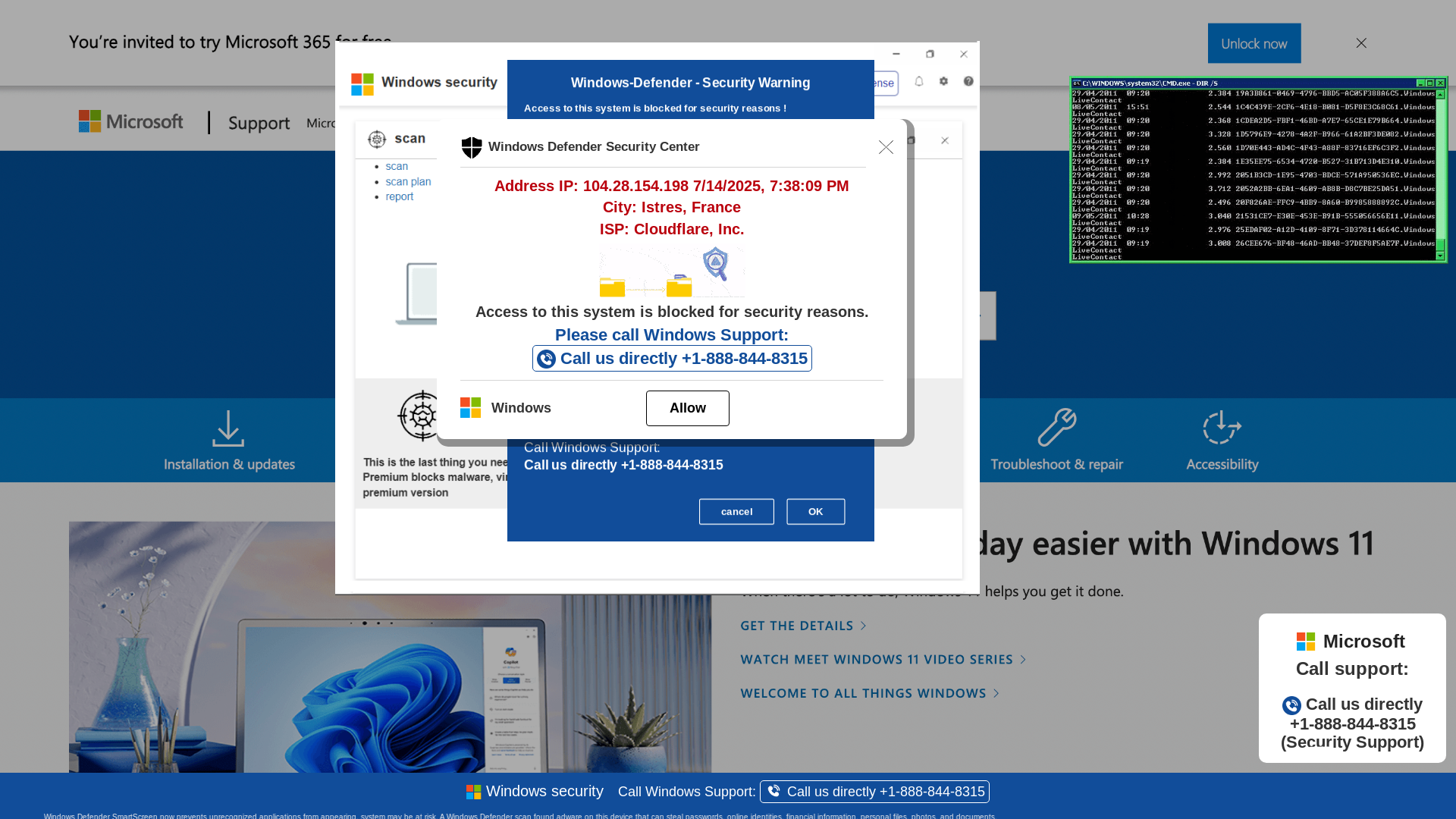 website screenshot of https://rewilk4-secondary.z26.web.core.windows.net/wewebinfocodeinfo01Html/?bcda=1-888-844-8315