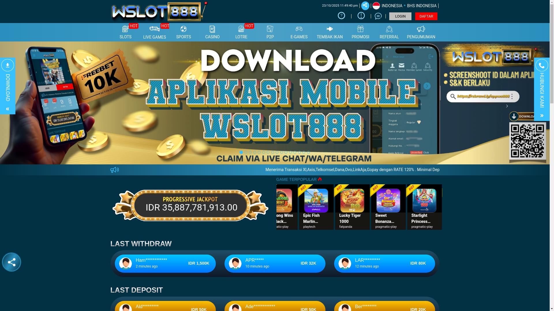 website screenshot of https://wslot888mantapkali.top/