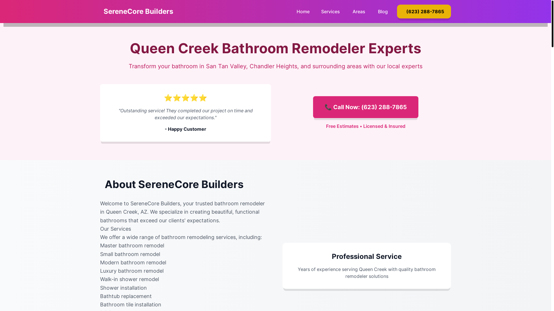 website screenshot of https://queencreekbathroomremodeler.pages.dev/