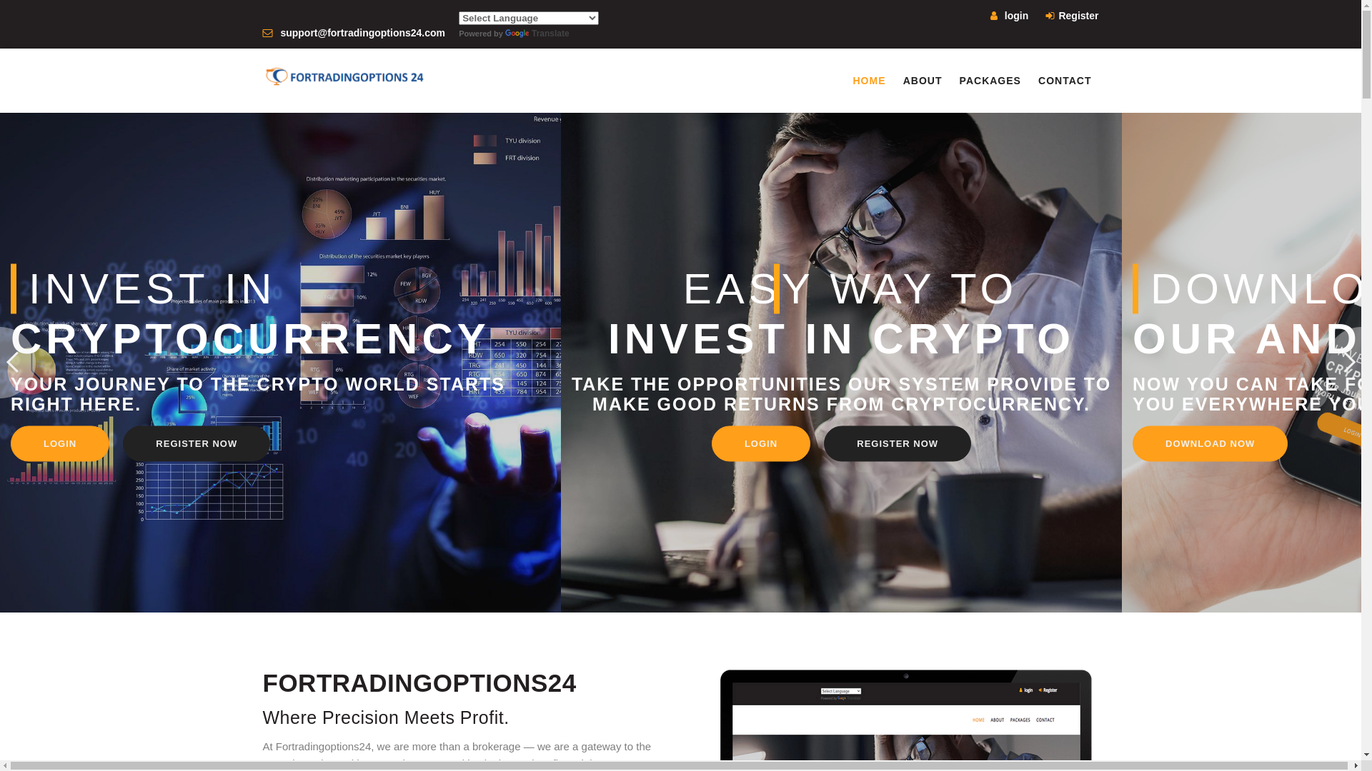 website screenshot of https://fortradingoptions24.com/