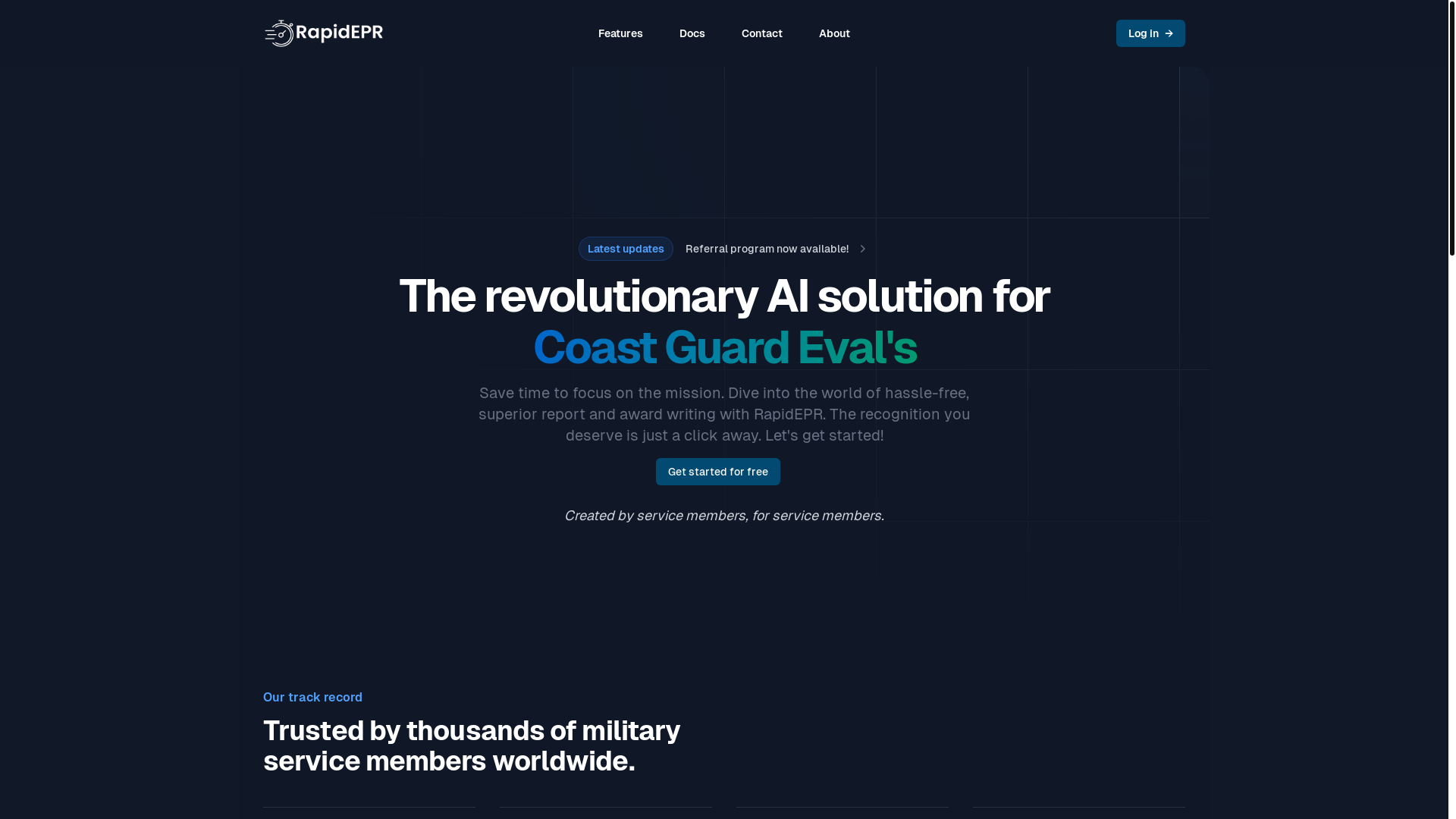 website screenshot of https://rapidepr.com/